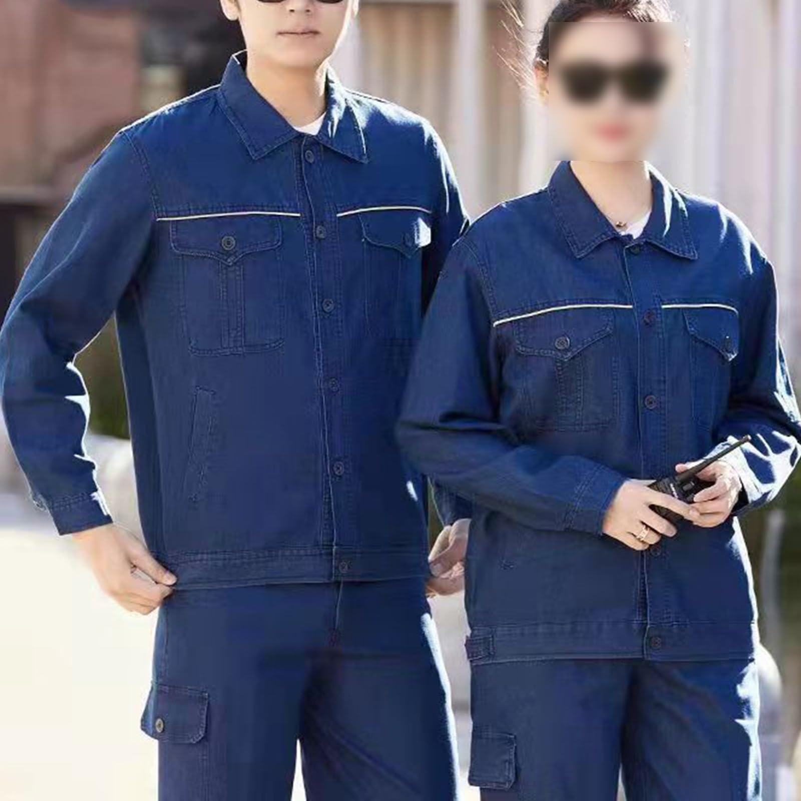 Ropa d Trabajo de Seguridad Reflectante para Hombre Mezcla de Algodón y Poliéster Ajuste Cómodo Cremallera Metálica Bolsillo En El Pecho Uniforme Laboral