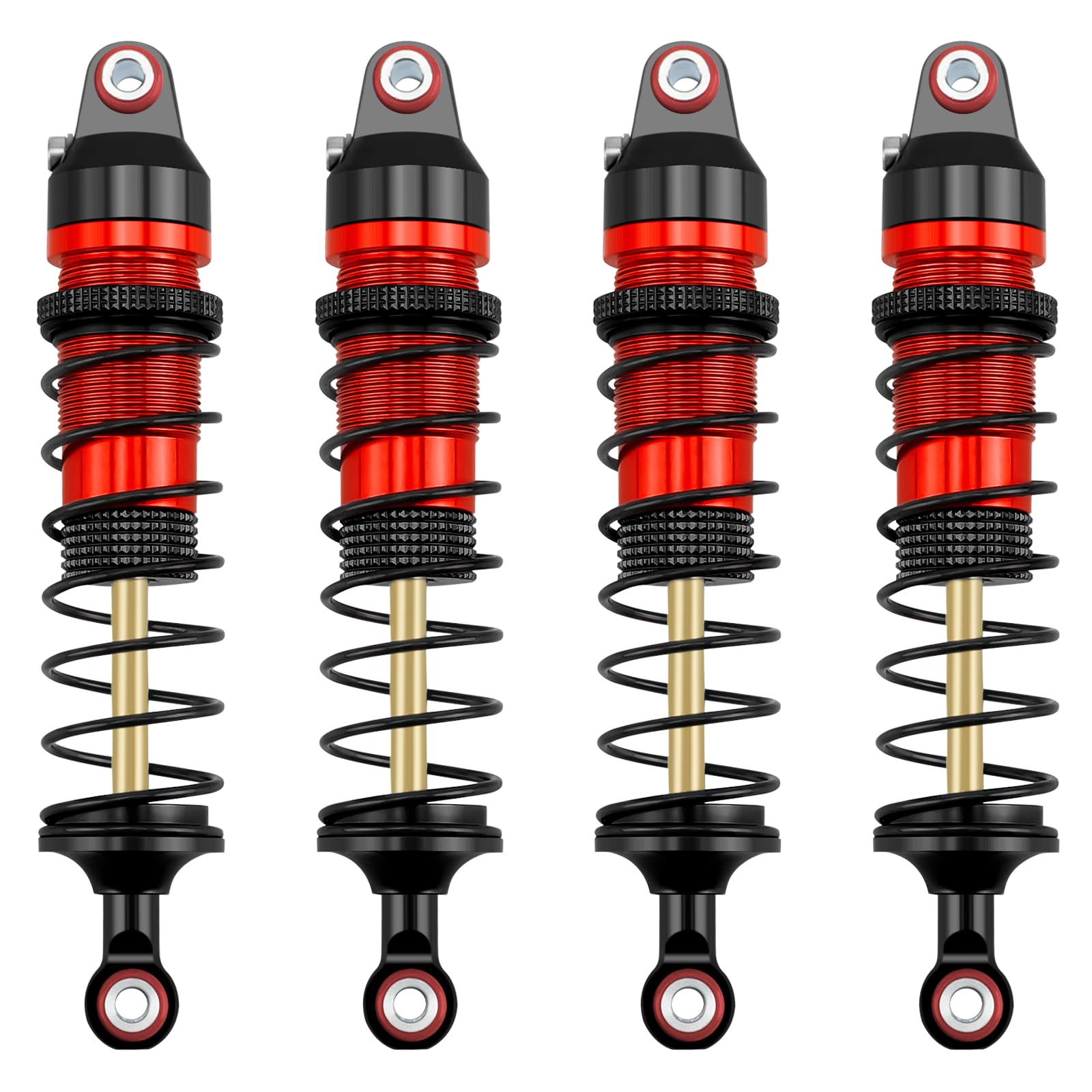 AXspeed 4pcs Shock Kits Aluminium Shock Absorber Dampers for 1/16 TRX Mini Maxx RC Car (Black & Red)