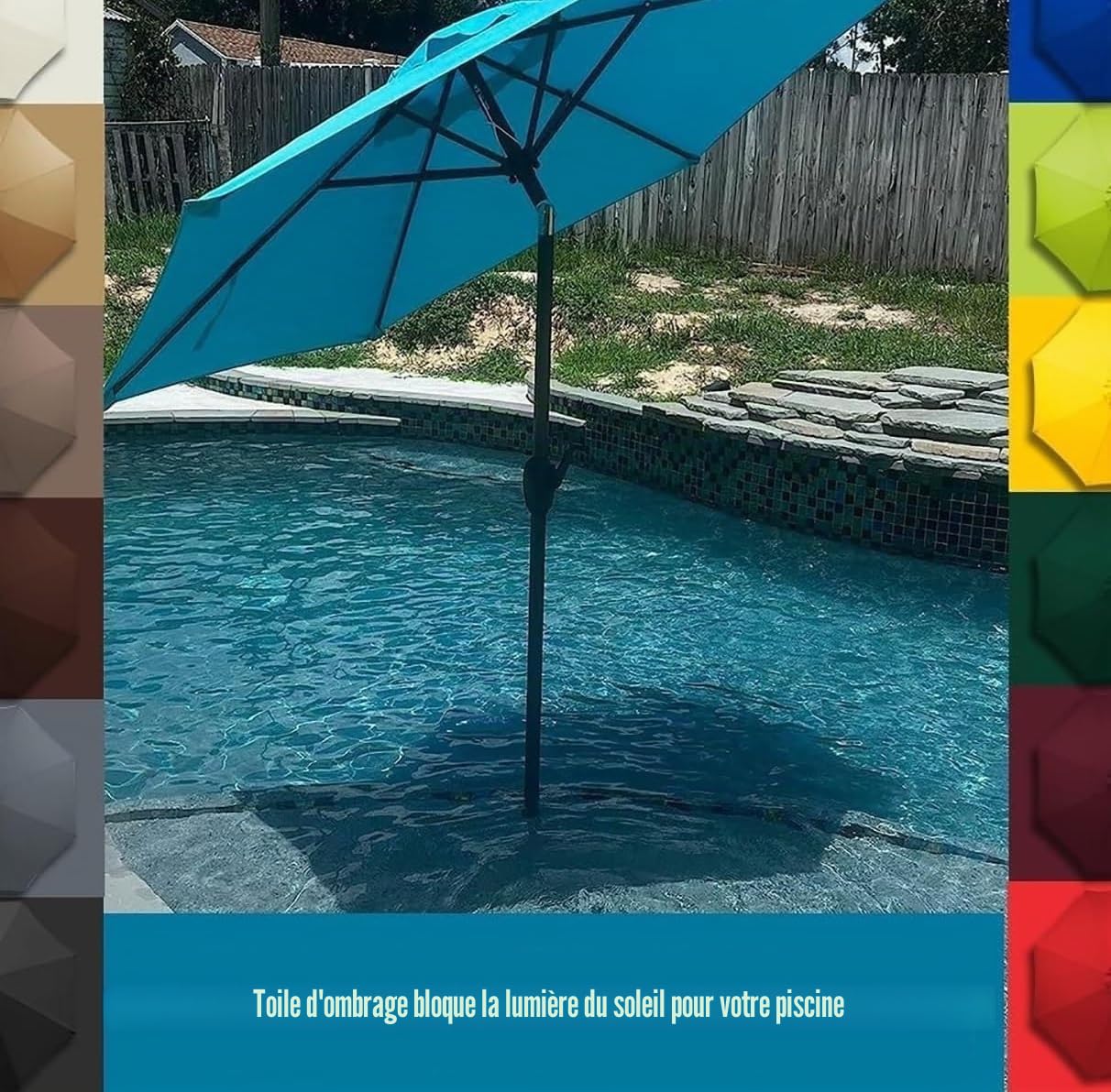 Rechange Toile de Parasol Jardin 6/8 Baleines 2.7/3.0/3.30/2.8/3.5m Housse pour d'extérieur Auvent Terrasse Tissu Polyester Remplacement Cour Plage Protection imperméable(Kaki,8 Ribs 3.30m)