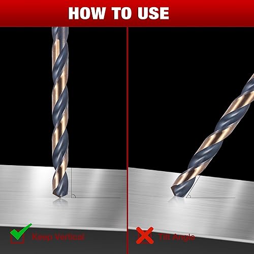 Miniatura 6 de Juego de 13 brocas de cobalto de 116"-14", punta de 135 grados HSS con acabado negro y dorado con estuche de almacenamiento, kit de brocas Twist