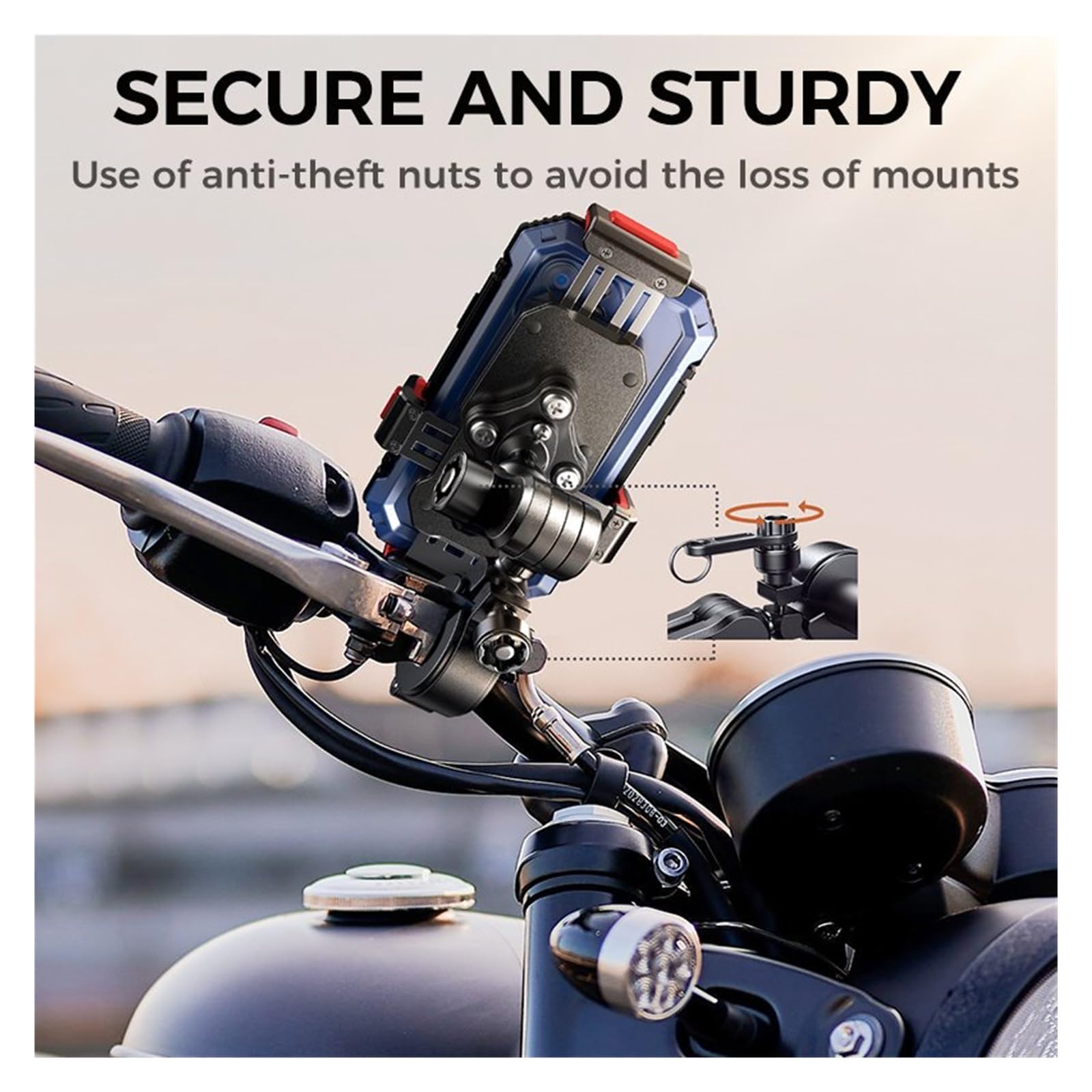 HILLAR Soporte Movil Moto Soporte De Teléfono para Motocicleta De Aleación De Aluminio con Amortiguador De Vibraciones Soporte para Teléfono De Motocicleta GPS Motocicleta Soporte Navegación