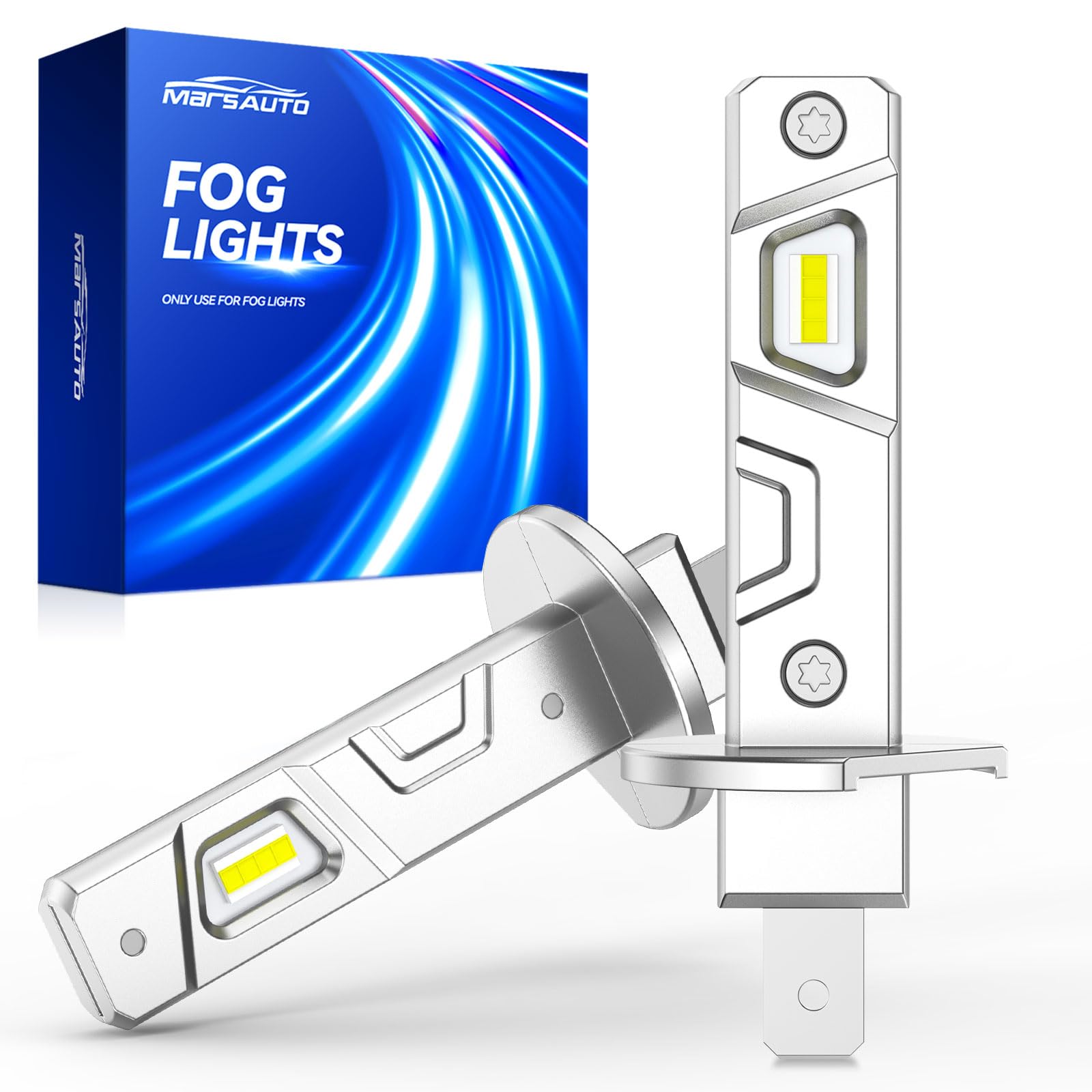 Marsauto H1 LED Bulb, 32000LM 600% Brighter H1 Bulb, 1:1 Mini Size No Adapter Needed for H 1 Fog Lights, Plug and Play, No Flicker, 99% Compatibility, Headlight Bezels