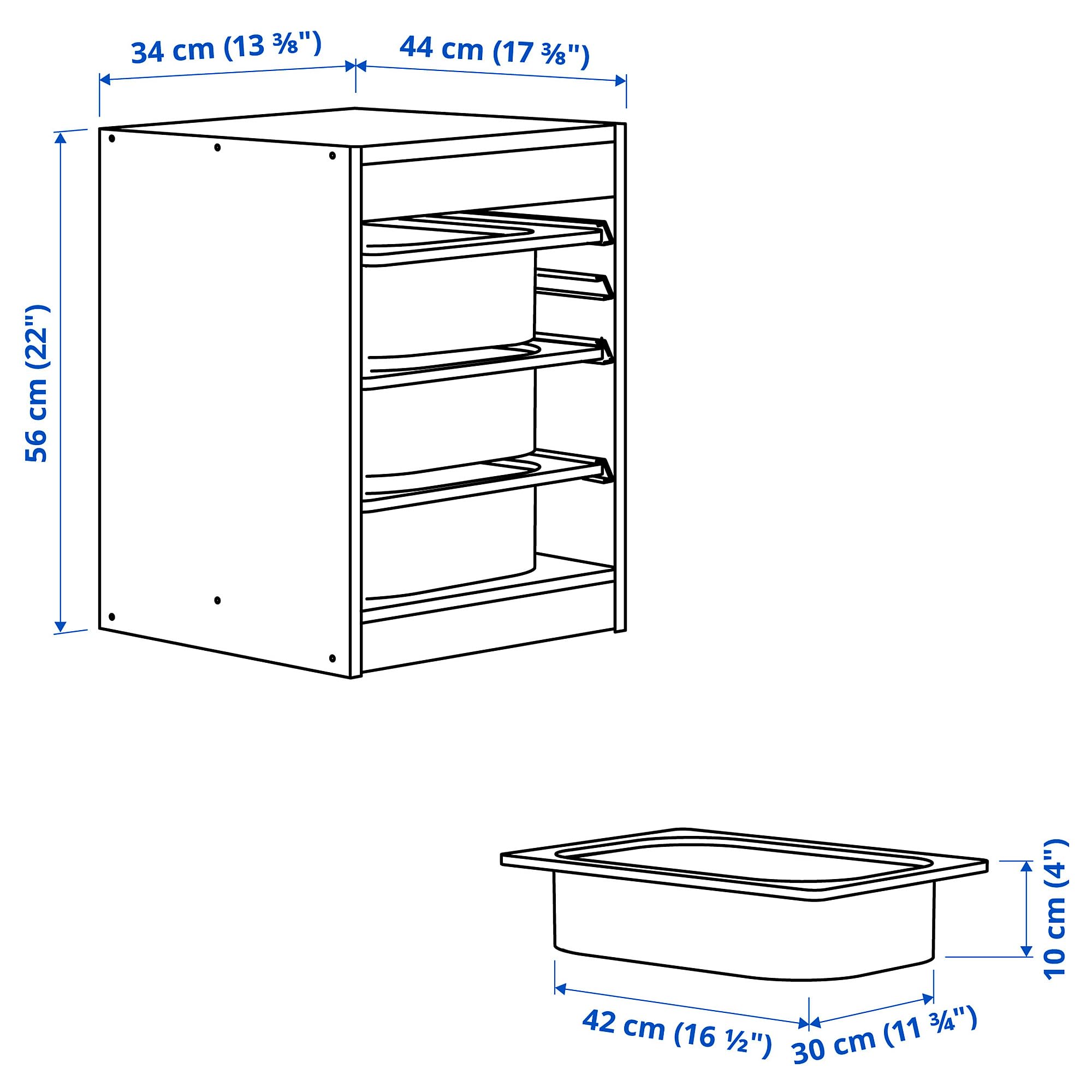 IKEA Trofast Combinaison de rangement avec boîtes, 34 x 44 x 56 cm, blanc/blanc
