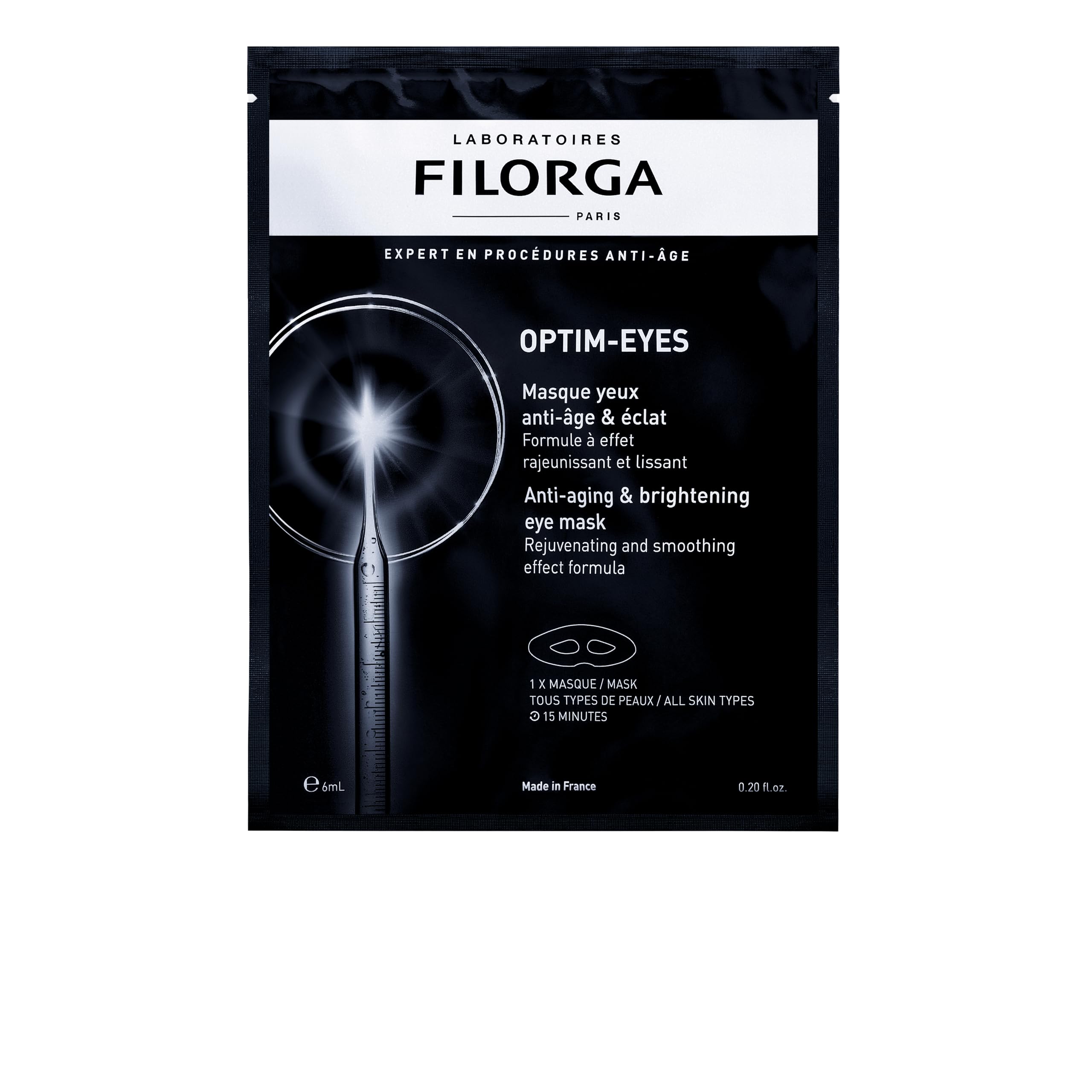 Filorga OPTIM-EYES Anti-Ageing and Brightening Eye Sheet Mask, Rejuvenating and Smoothing, All Skin Types, 6ml