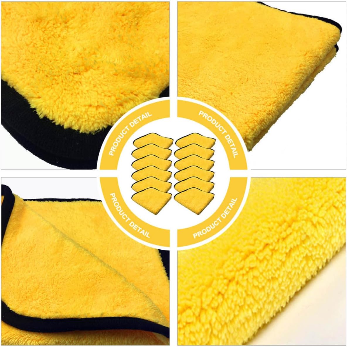Homoyoyo 12pcs Double-Sided Microfiber Car Towels 40x30cm Super Absorbent Thickened Auto Washing Cloths for Exterior and Interior Drying and Waxing