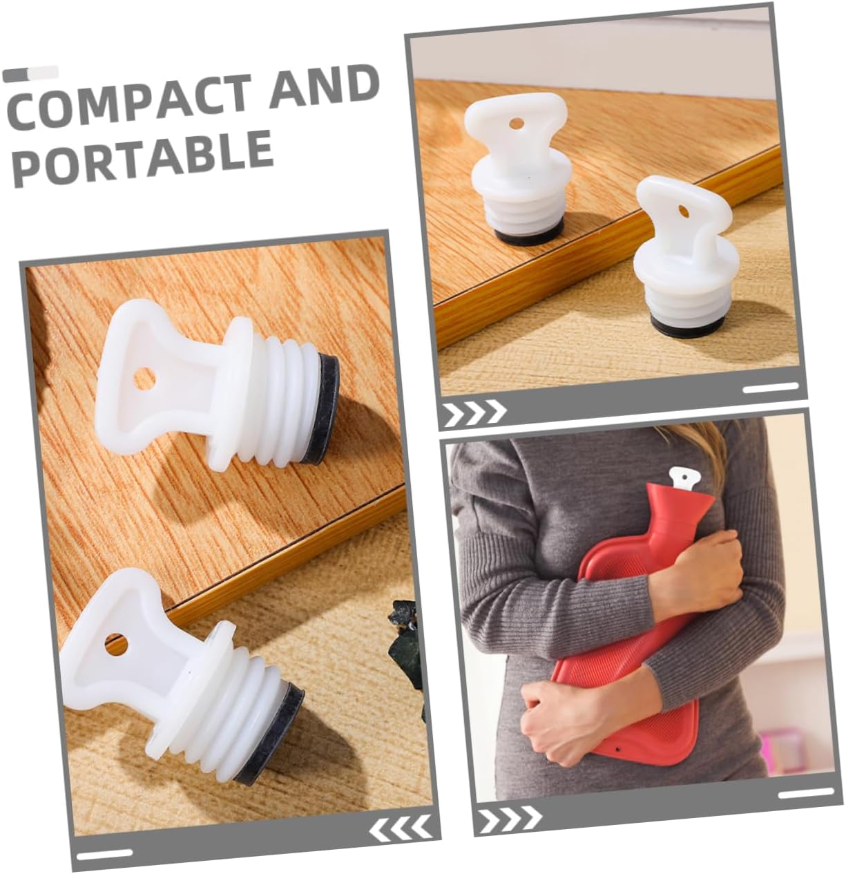 COLLBATH 4pcs Leakproof Hot Water Bottle Cap Replacement Inner Diameter Rubber Stopper for Warm Water Bags Fit for Home Office and Travel Use