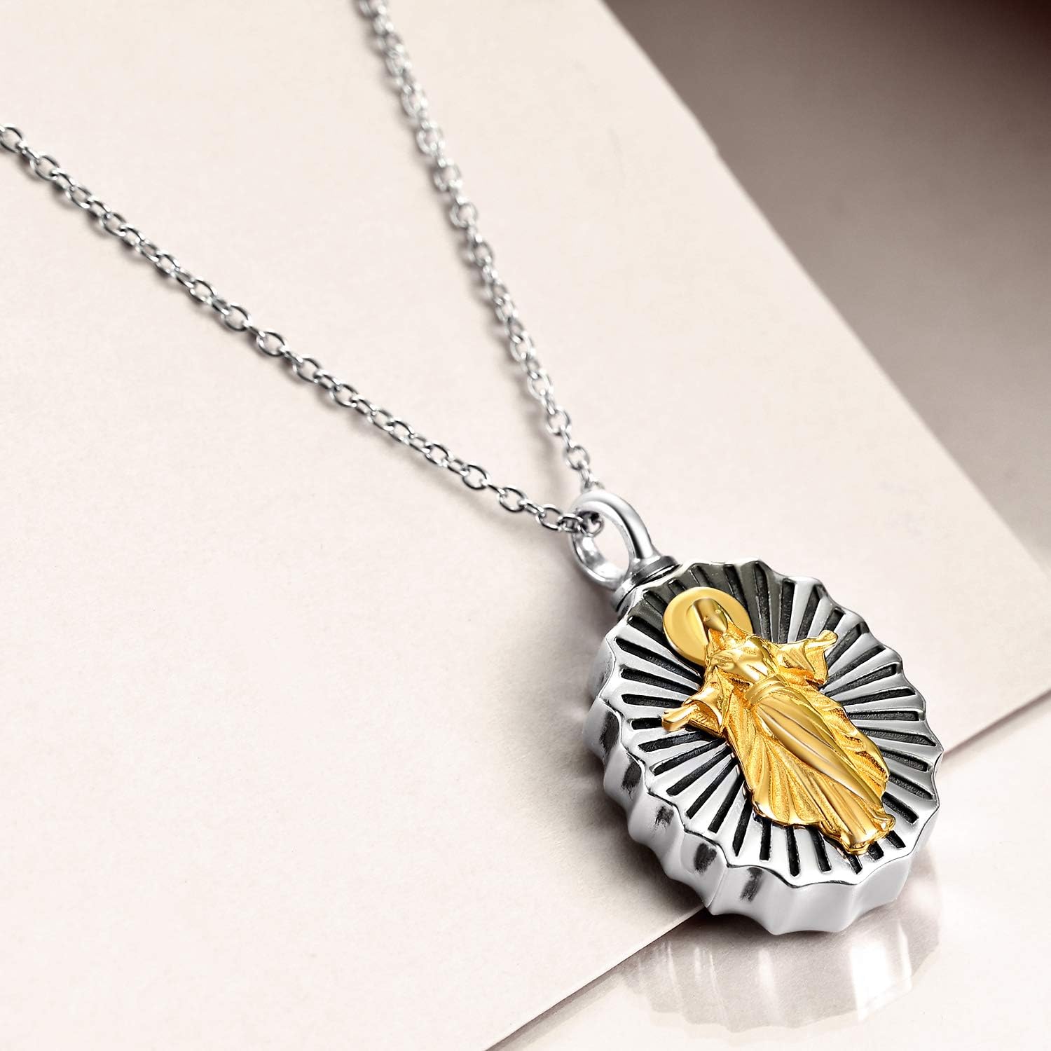WINNICACA Ashes Cremation Necklace Virgin Mary Pendant Urn S925 Sterling Silver Cremation Pendant, White - Image 5