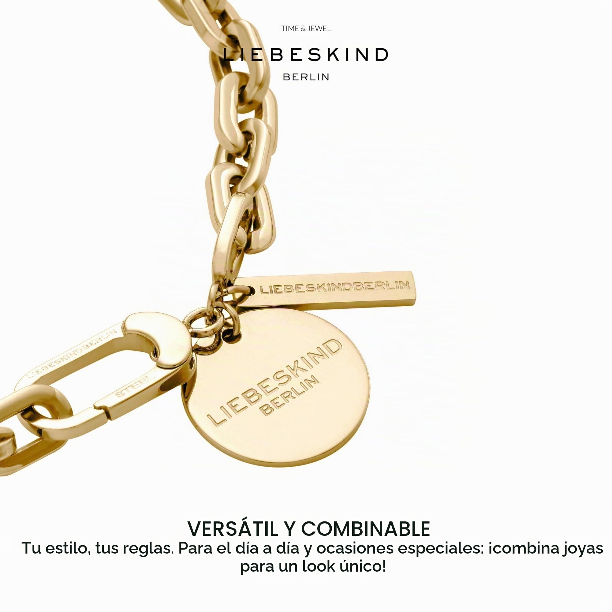 Liebeskind LJ-0417-B-21, Pulsera cadena Mujer, Oro, 16 centimeters