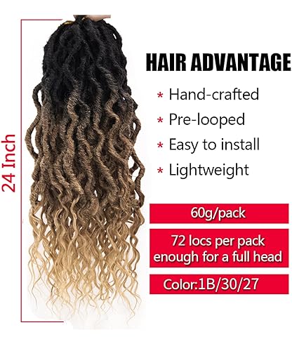 Miniatura 258 de 8 paquetes de rastas de cabello sintético de ganchillo de 18 pulgadas, rastas sintéticas bohemias con extremos rizados, cabello de ganchillo suave