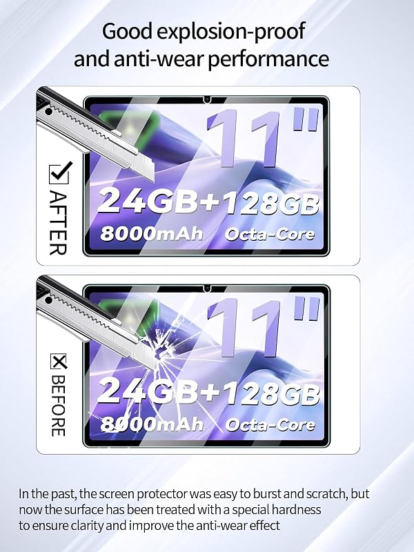 UYRUREL Screen Protector for KELANYIS A5 Tablet 11 inch Android Tablets, Anti-Scratch 9H Hardness Touch Sensitive 2.5D Rounded Edges Bubble Free Easy to Install,2 Pack. by UYRUREL - Image 2