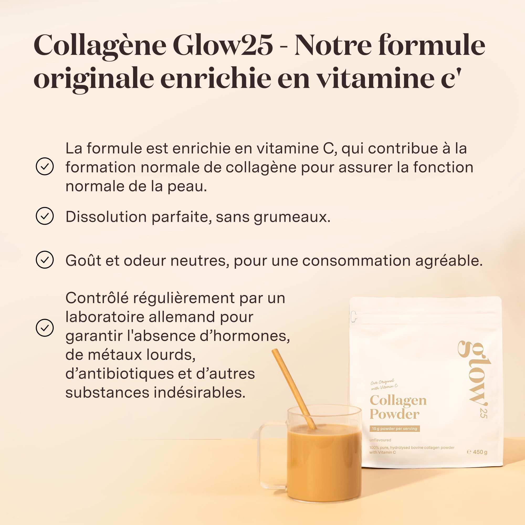 Glow25® Duo Balance & Collagène en poudre [Notre produit original] – Balance avec ferments lactiques, inuline, calcium & vitamine B2 + Hydrolysat de collagène avec vit