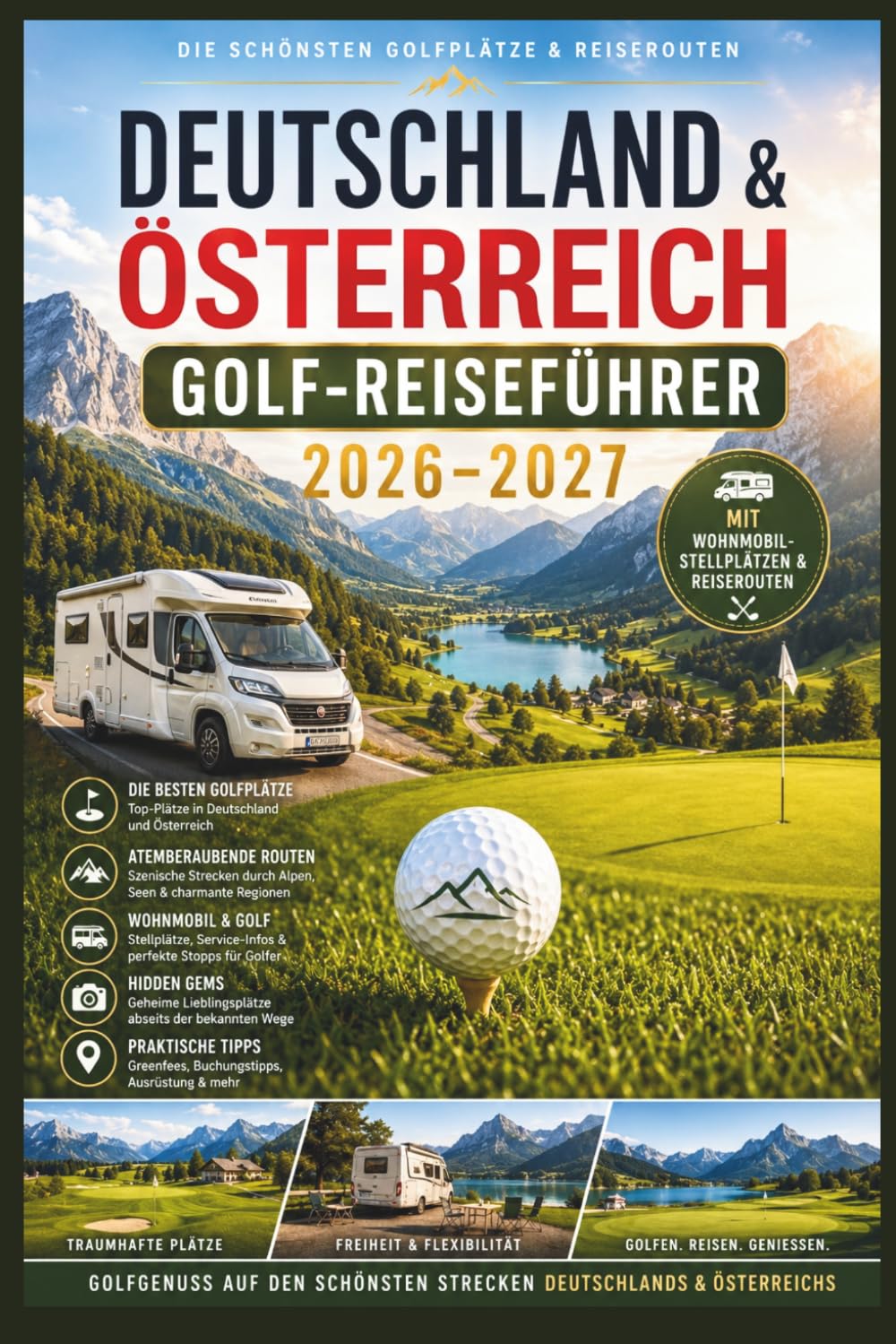 Deutschland & Österreich Golf-Reiseführer 2026-2027: Die besten Golfplätze mit Wohnmobil & Camper entdecken – Alpenrouten, Stellplätze, Golfhotels, Roadtrips, Panorama-Fairways, Reiseroute