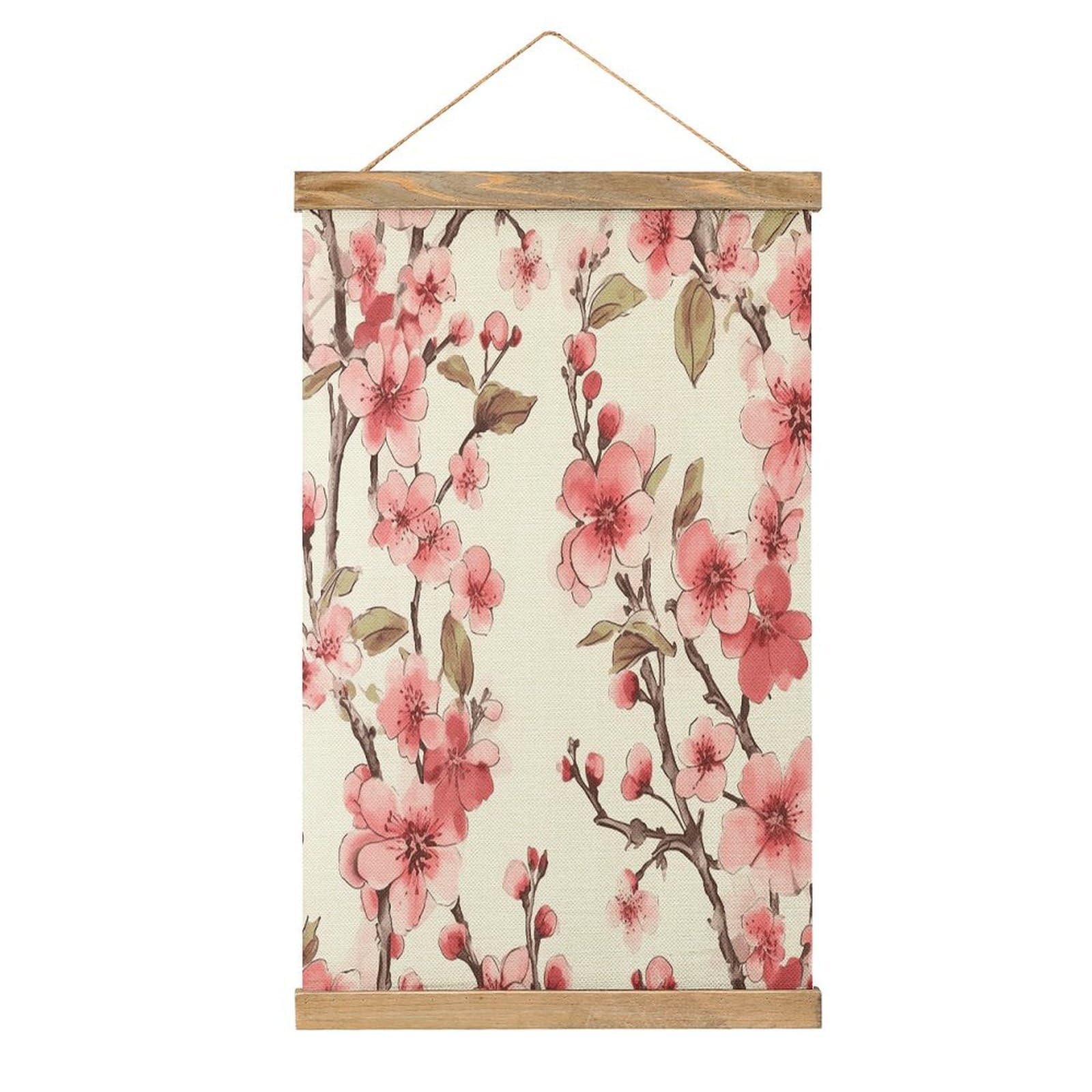 VstaDank Cherry Blossom Poster with Wooden Frame Hanger Art Painting Wall Decor Poster Wall Hanging Wooden Frame 13x20 Wood Poster Hanger for Photo Picture Art Canvas Print Artwork