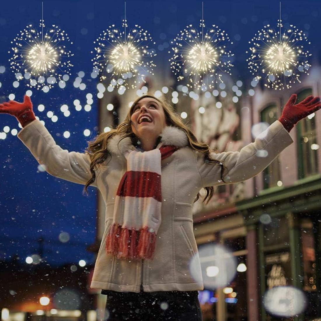 LIYAMILLAI 4 Pack 120 Firework Lights Led Copper, Battery Operated Starburst Light with Remote, 8 Modes String Fairy Lights Waterproof, Decorative Hanging Lights for Christmas, Home, Indoor Outdoor. : Garden & Outdoor