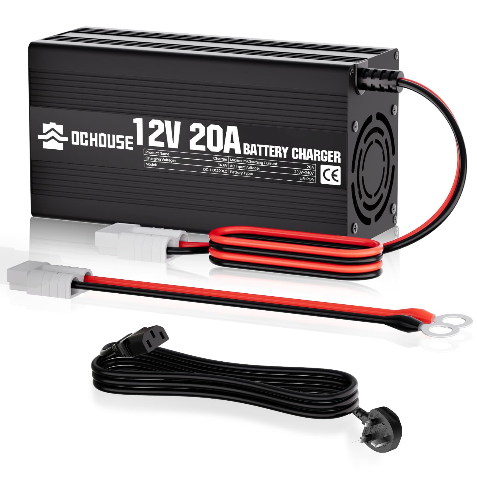 Chargeur de batterie 20 A 12 V au lithium LifePO4 14,6 V Entretien intelligent automatique pour batterie à décharge profonde de voiture moto marine
