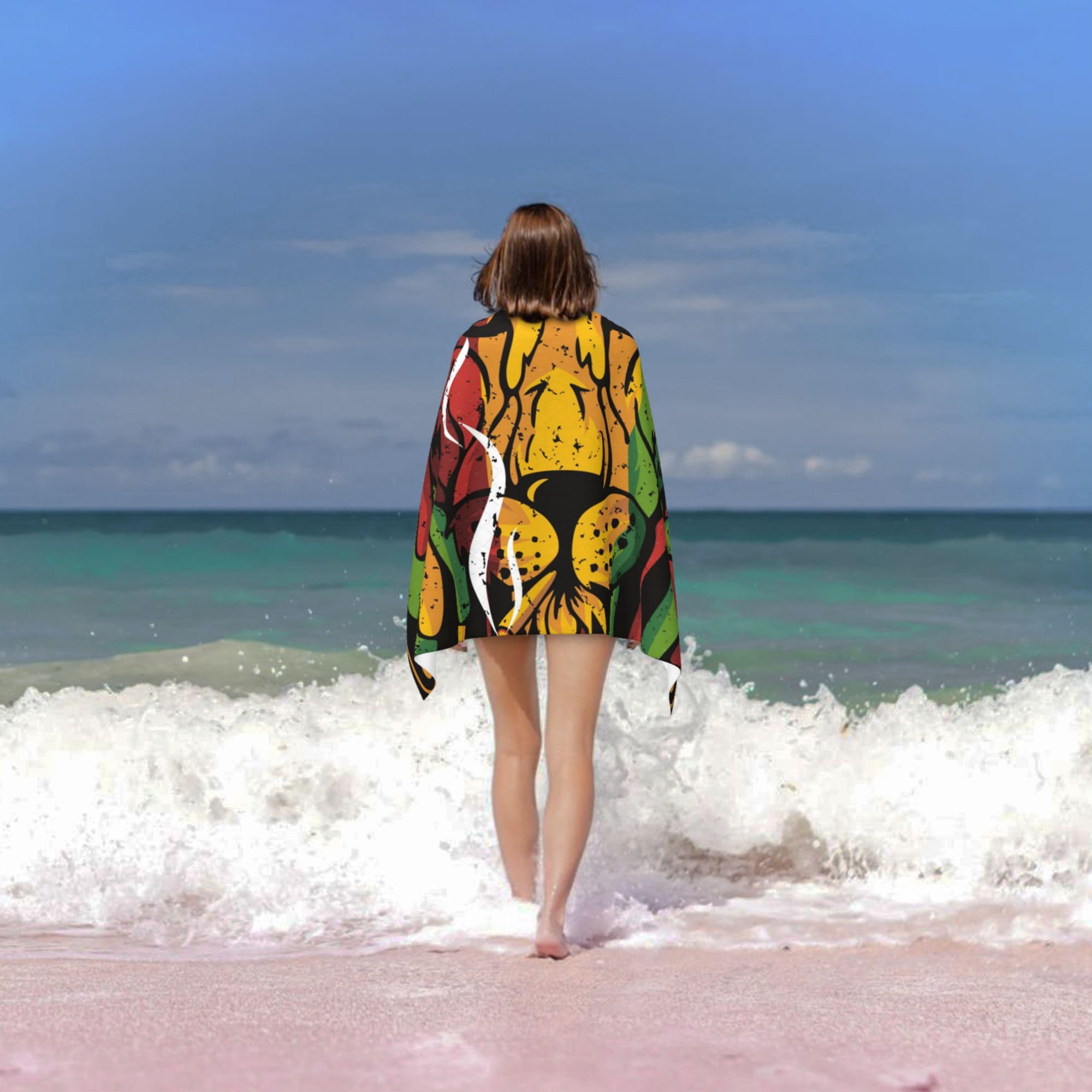 Rasta Reggae Lions Toallas De Playa Toalla De Baño Toalla De Secado Rápido Para Viajes, Natación