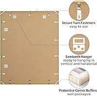 Vista 374 de Fun Memories Portarretratos de metal de 16 x 20 pulgadas con paspartú de 11 x 14 pulgadas, acabado de aluminio cepillado, parte delantera de vidrio