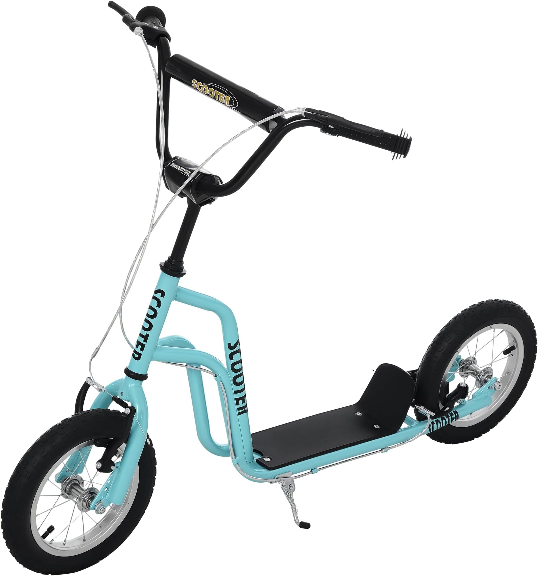 HOMCOM Stunt Scooter, Kids Scooter, 12'' Rubber Tyre Kick Scooter with Adjustable Handlebar, Dual Brakes