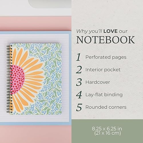 Miniatura 2 de Steel Mill & Co - Cuaderno pequeño en espiral, diario de 8.25 x 6.25 pulgadas con tapa dura duradera y 160 páginas rayadas (girasol)