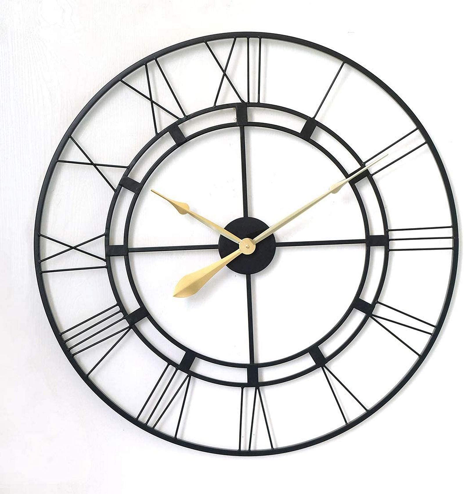 Horloge murale XXL 76 cm en métal avec chiffres romains vintage