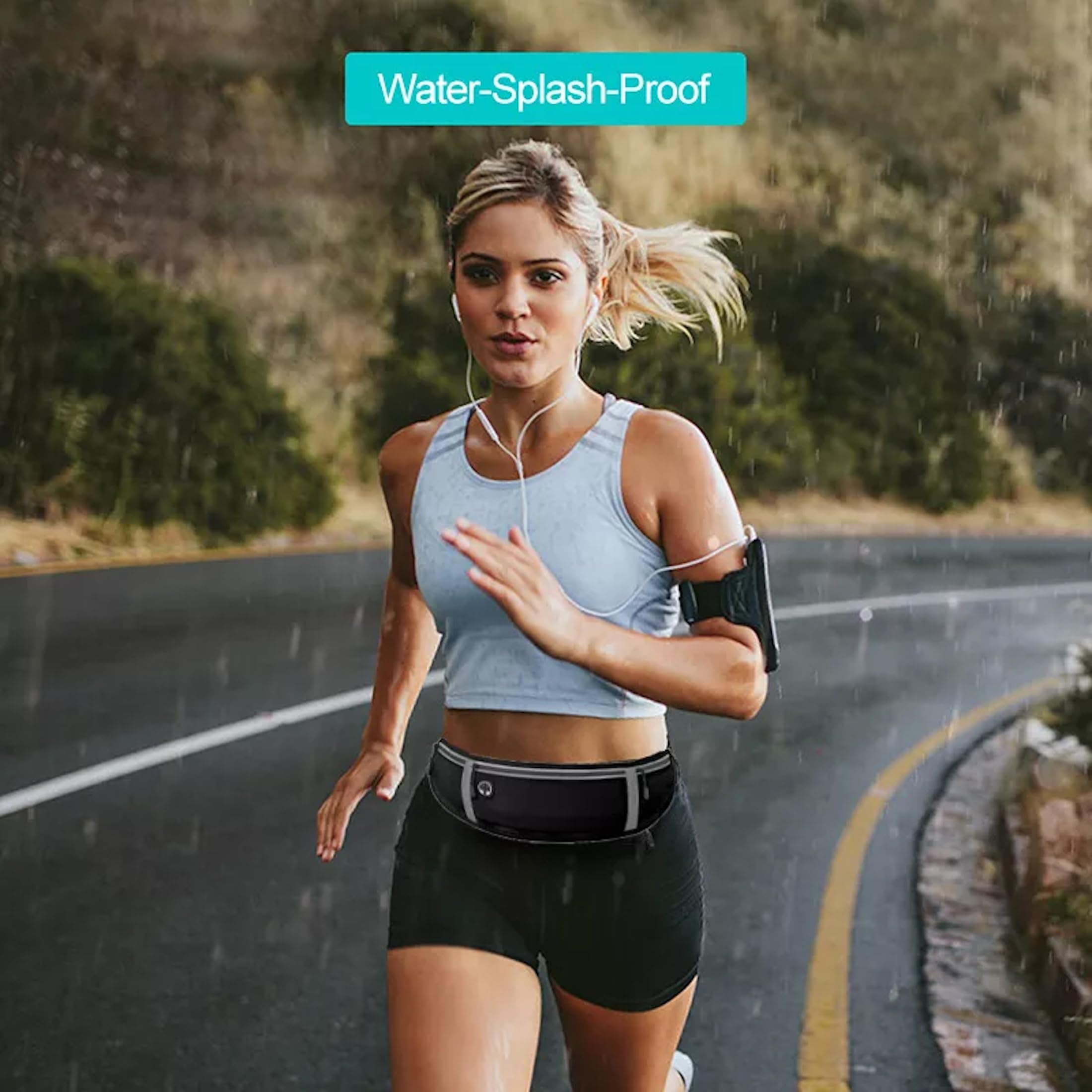 Ceinture De Running étanche - 3 Poches - Réglable 60-120 Cm - Bandes Réfléchissantes - Pour Sport Outdoor - 6
