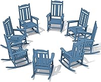 Vista 23 de SERWALL Mecedora de gran tamaño para exteriores, Mecedora de exterior de HDPE, Negra Negro