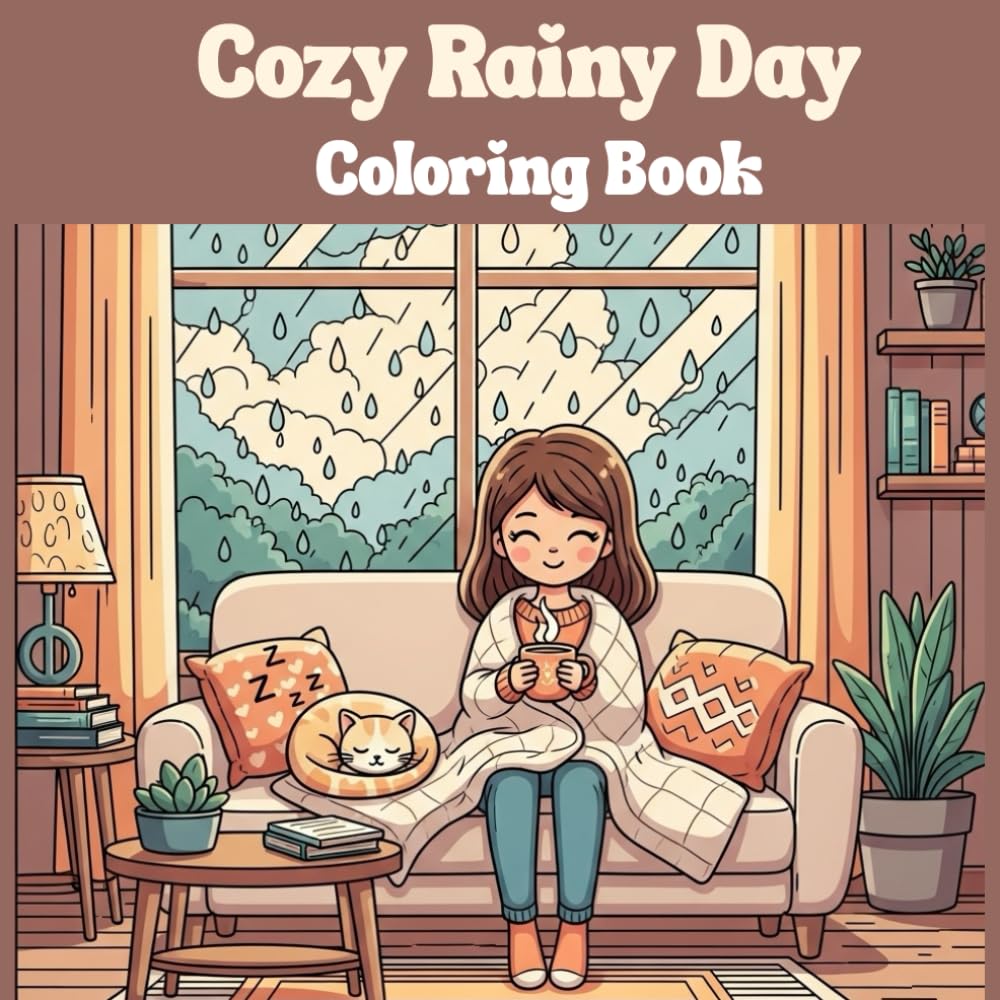 Cozy Rainy Day Coloring Book: Adorable Cozy Scenes for Stress Relief and Relaxation