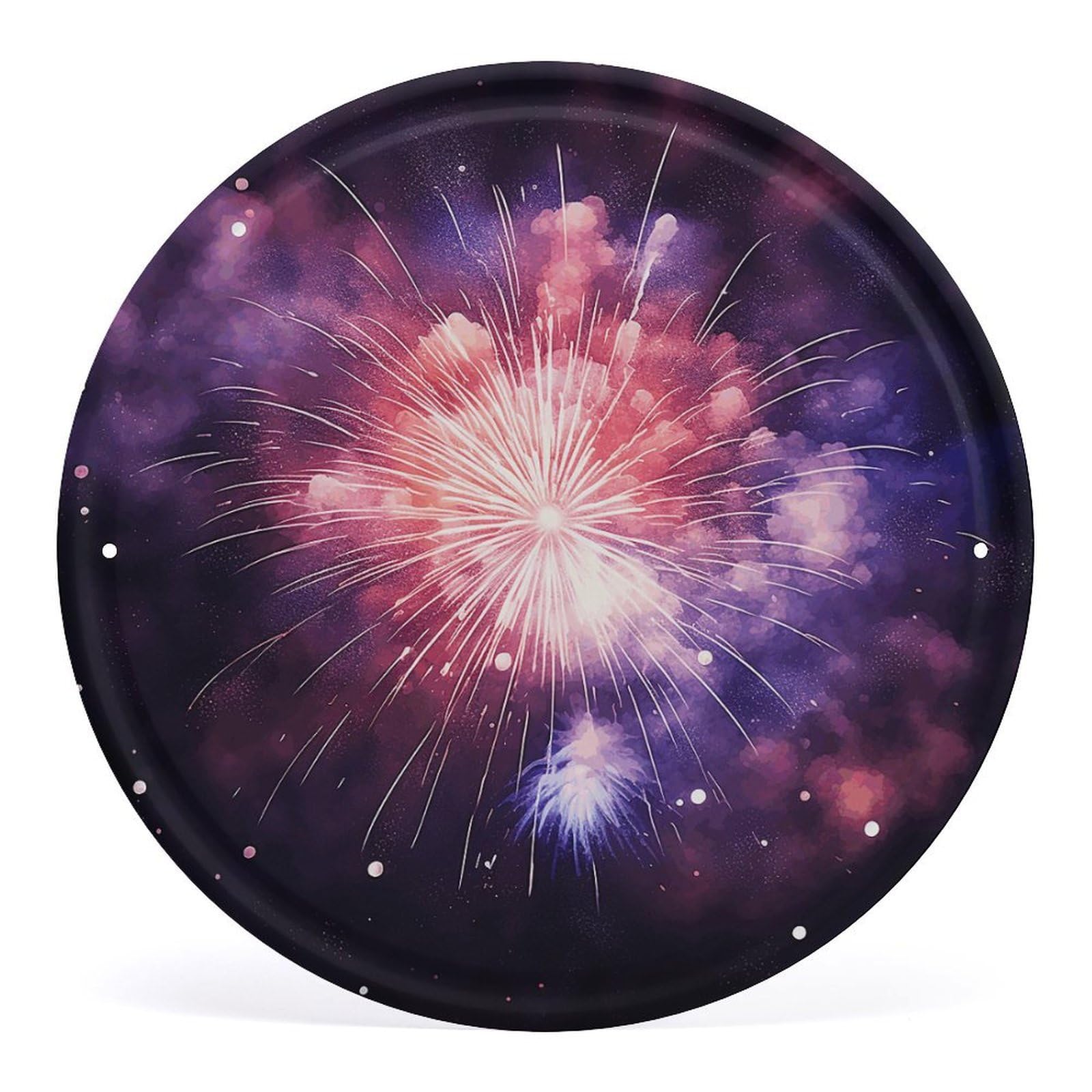 Fodpand Style Exploding Fireworks Round Wall Art Hanging Decorations, Wall Decor Modern Minimalist Artwork, Tin Sign Hanging Picture For Living Room, Bedroom, Office, Hallway, 11.8X11.8 Inch