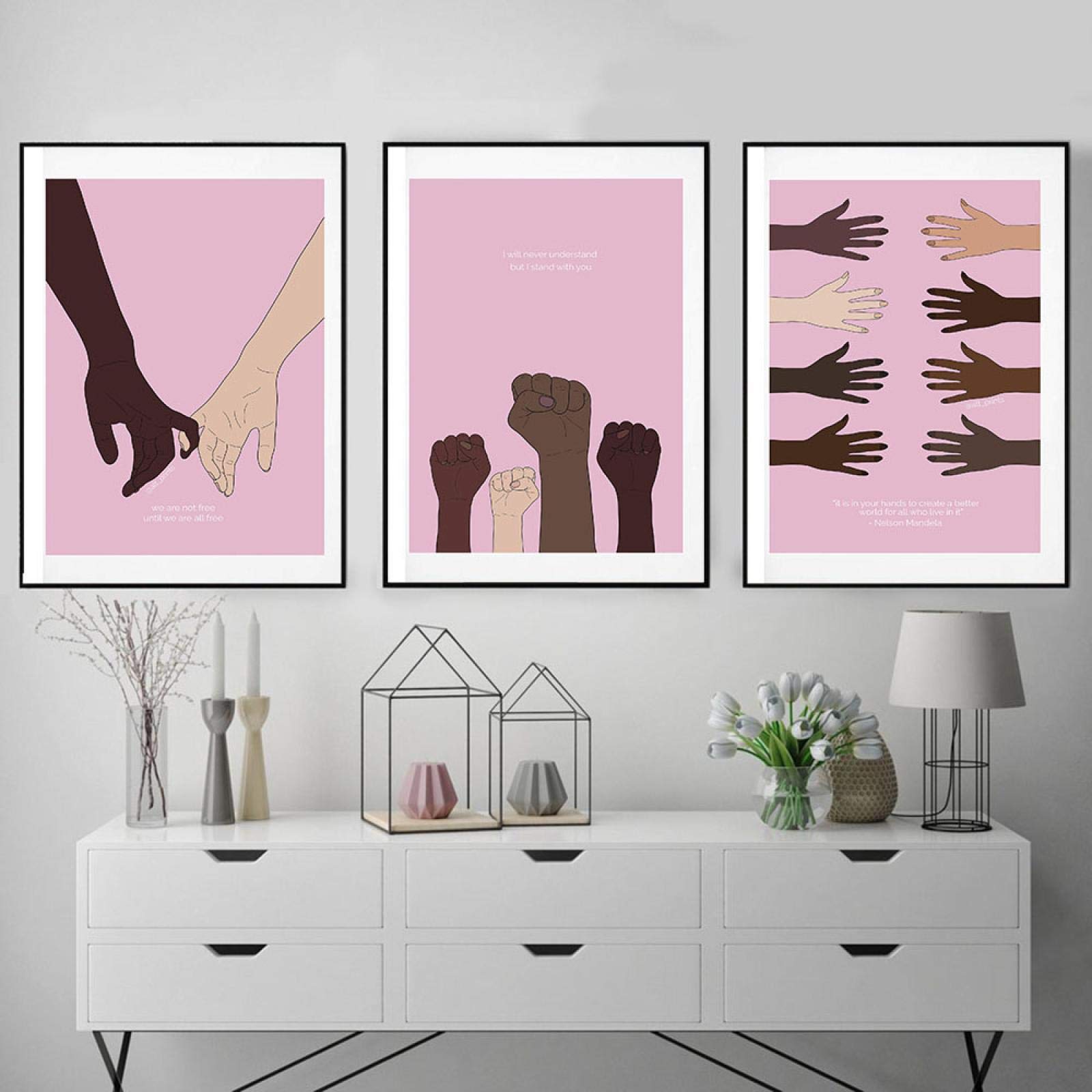 Póster feminismo negro en lienzo 50x70 cm juego de 3 láminas modernas sin marco para salón 8