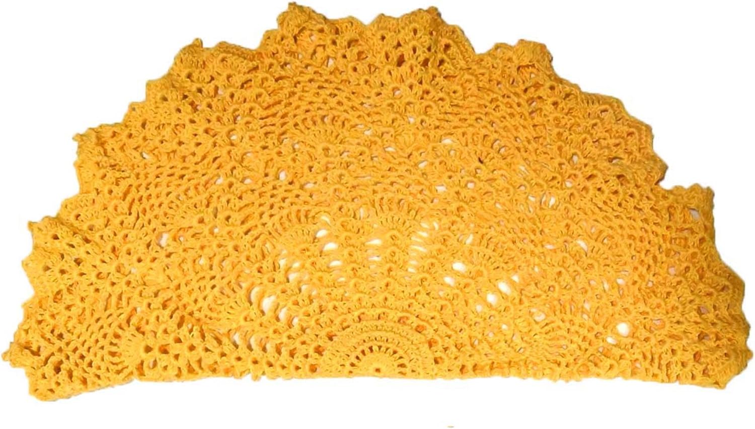 BIBITIME Easter Mother's Day Round Flower Lace Doilies Wedding Vase Mats Kitchen Tablecloth Dining Room Dish Plate Mat Handmade Crochet Table Doily Placemats (18 in to 20 in,2PCS, Style07-Yellow)