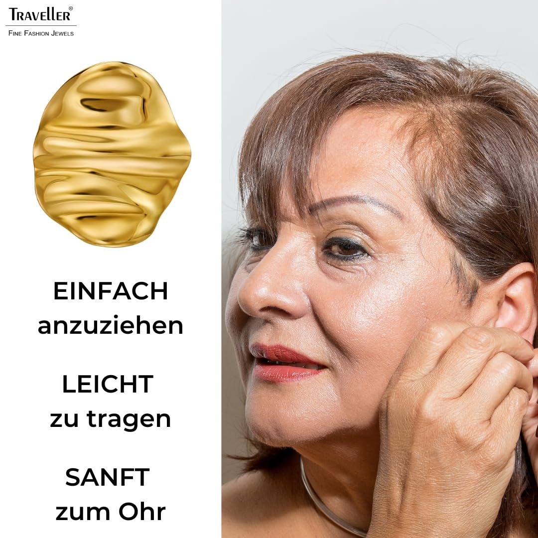 Traveller Ohrclip - Damen - 22kt Vergoldet - Wellen - 20 x 16 mm - 157767