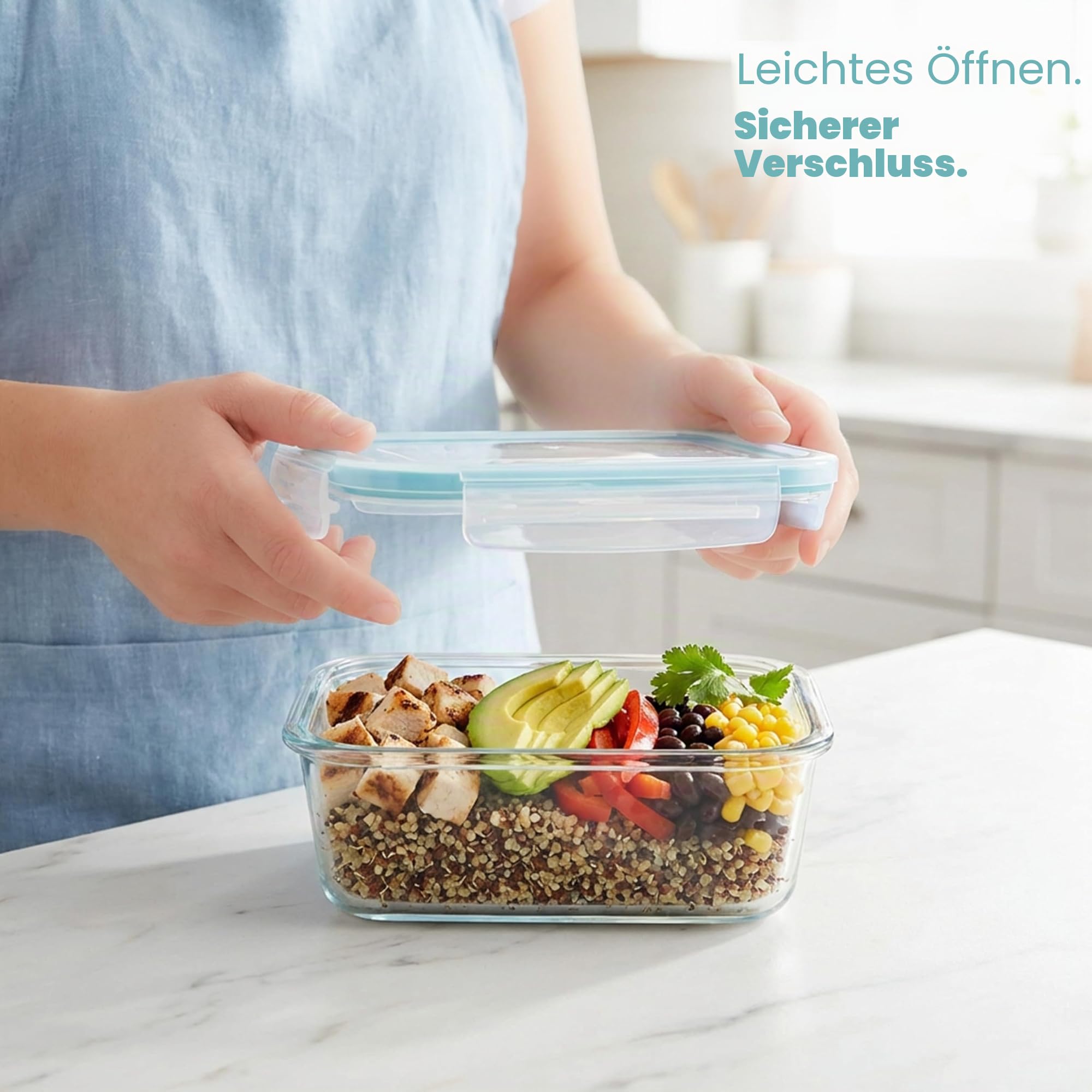 KICHLY Glasbehälter Mit Deckel - meal prep boxen glas - Transparente Erstklassig geeignet für mikrowelle - Luftdicht, Auslaufsicher, BPA-frei - 24er (12 Behälter und 12 Deckel)