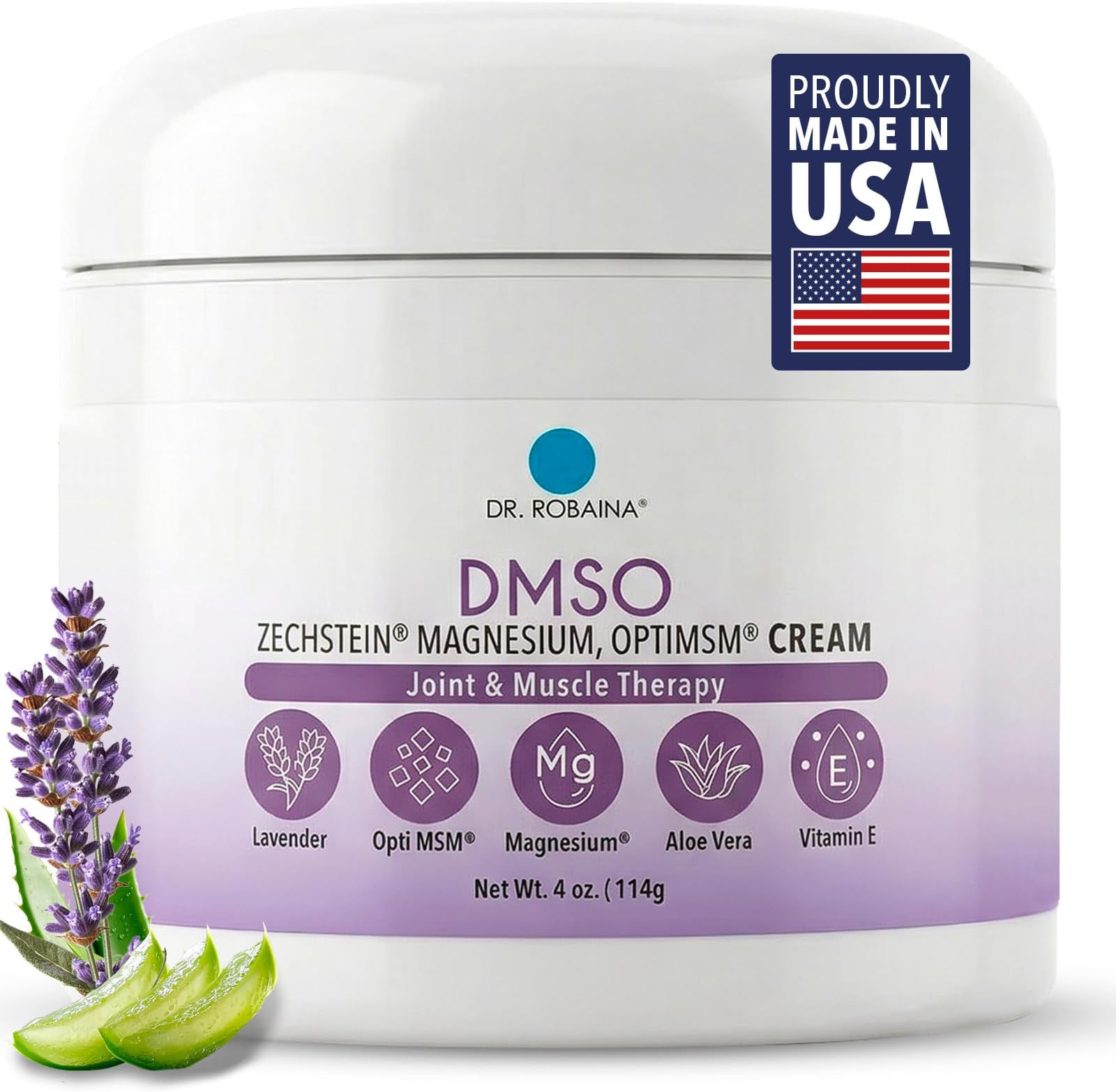 Lavender DMSO Cream - 99.9% Pure Pharmaceutical Grade | Skin Nourishing Formula with Zechstein Magnesium, Arnica, Aloe Vera, Vitamin E - 4 oz | Made in USA