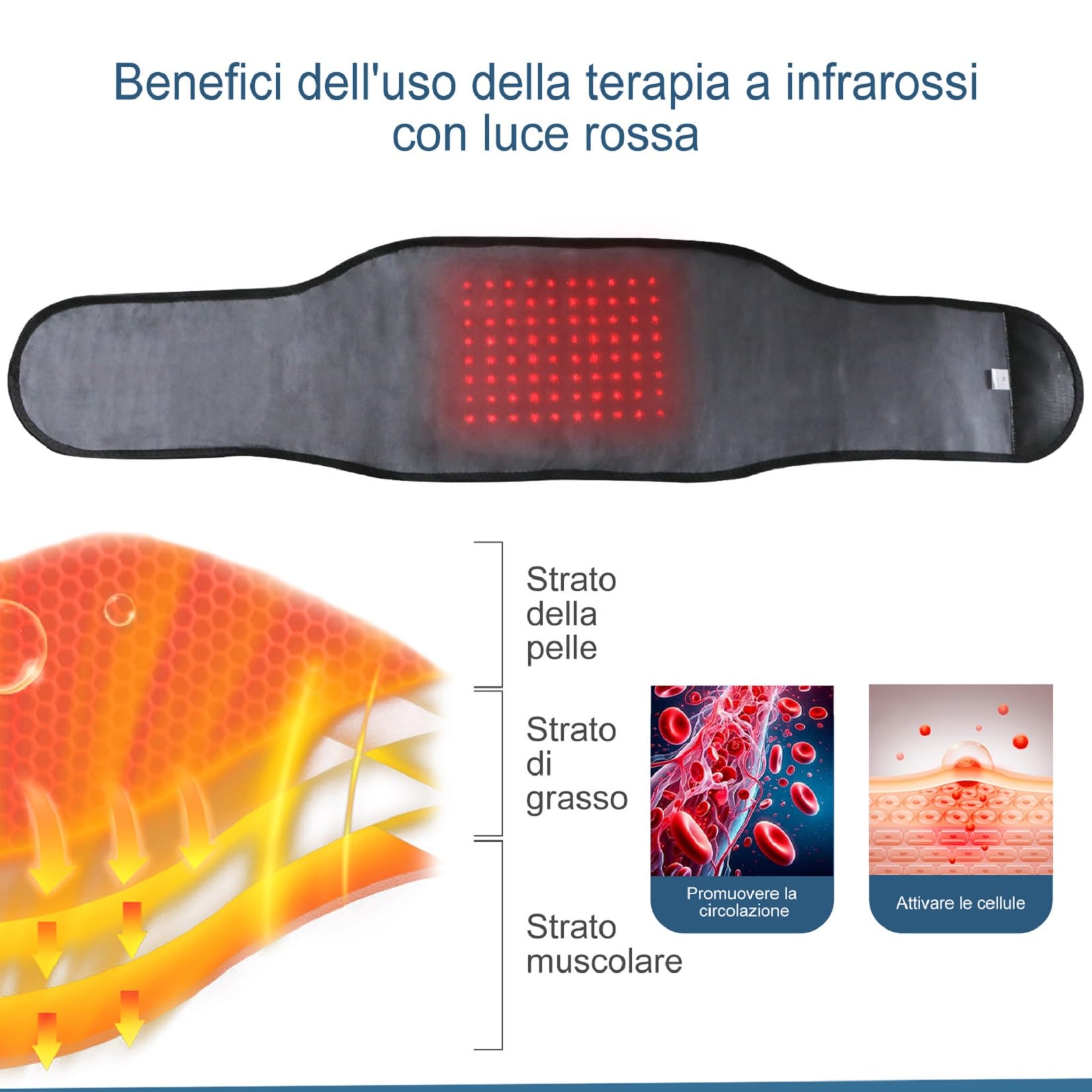HONGJING Tutore per la schiena con luce rossa riscaldante per alleviare il dolore lombare, supporto lombare cintura massaggiatore ricaricabile per sciatica, scoliosi, ernia del disco, M