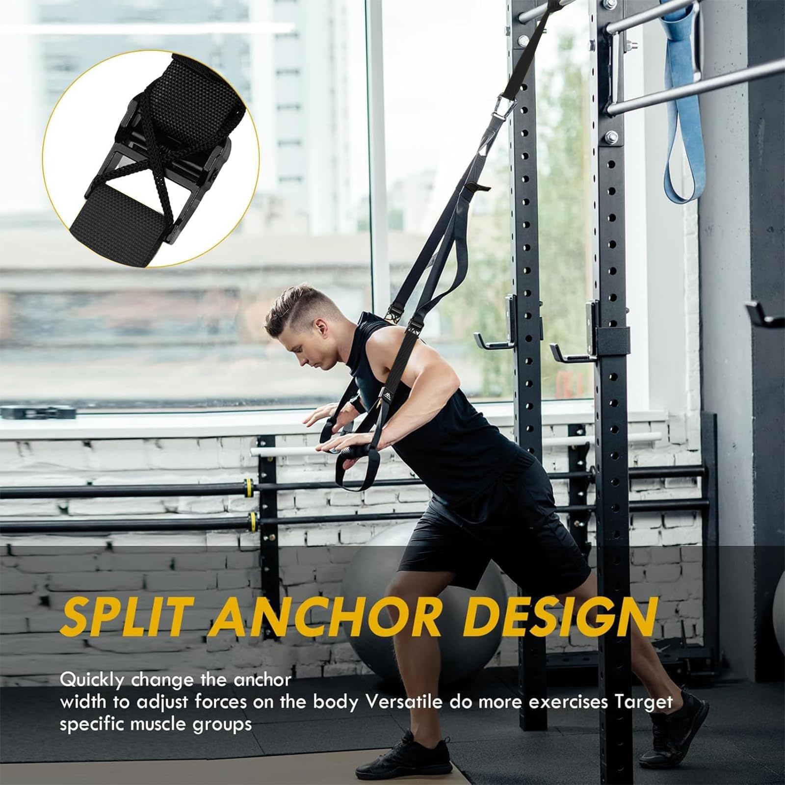 Flintronic Schlingentrainer, Sling Trainer Set für EIN Ganzkörpertraining, Schlingentrainer für Zuhaus, Schwarz