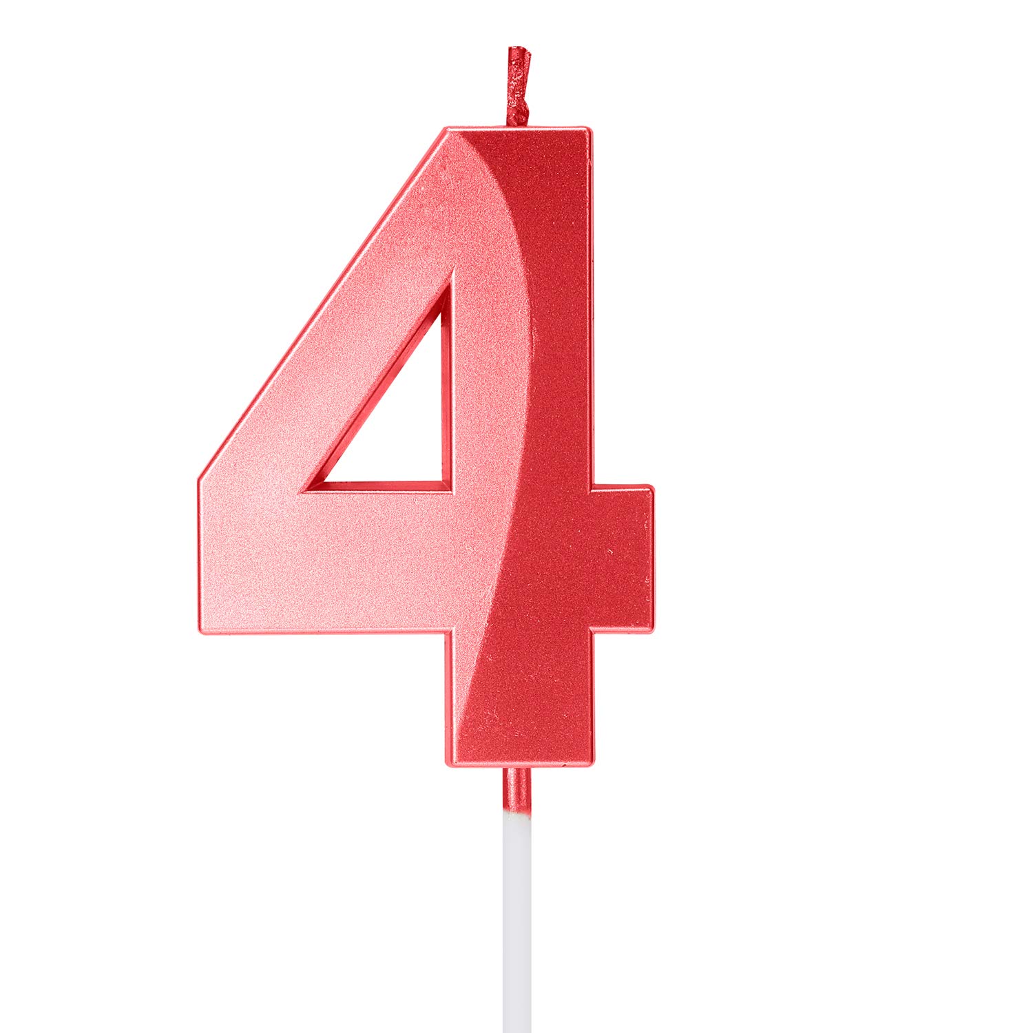 Metallic Red 4 Number Candles and Topper for Birthday Cake