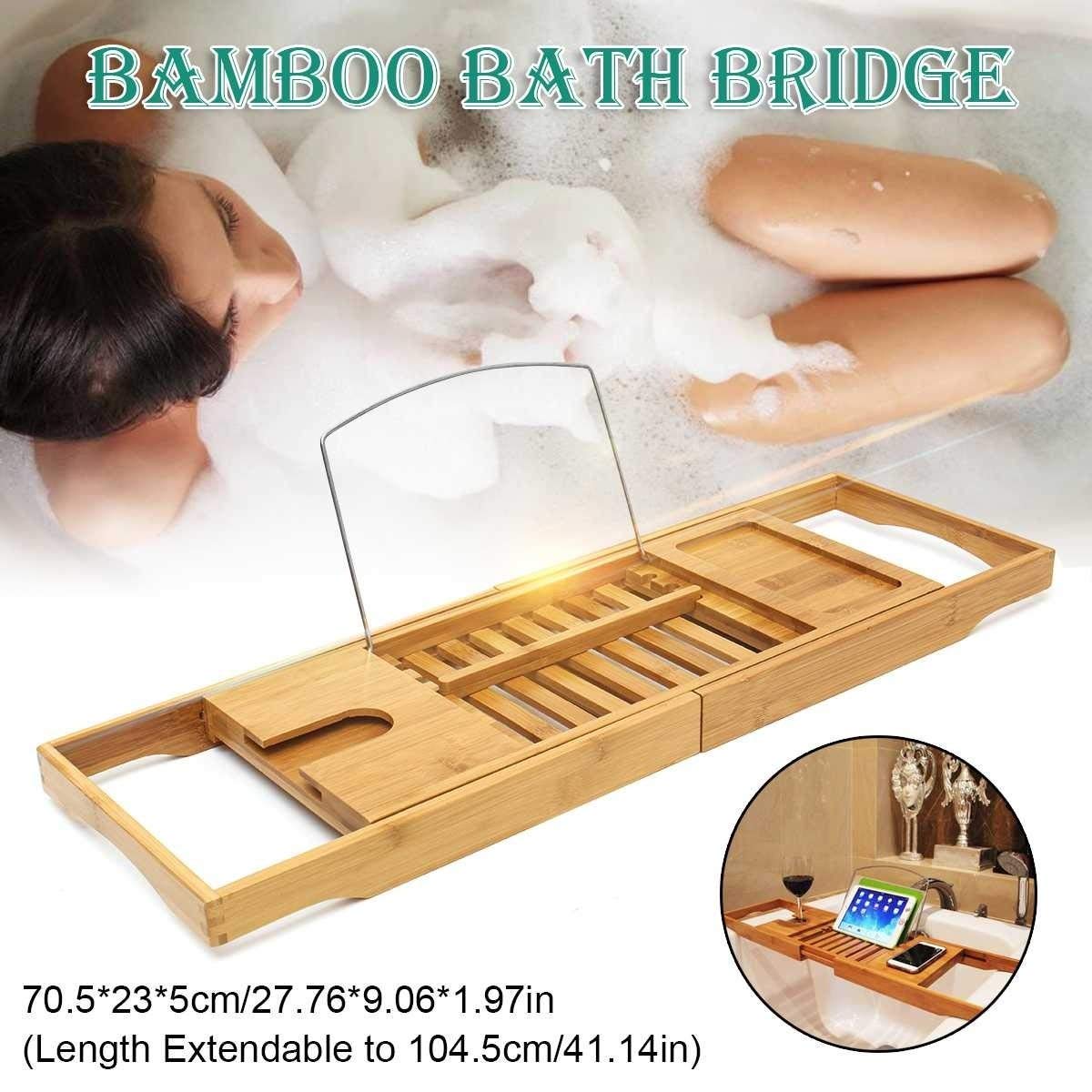 Bandeja de bañera Extensible para baño, Carrito de Ducha, Estante para bañera, toallero, Soporte para Libros de Vino, Accesorios de organización de Almacenamiento