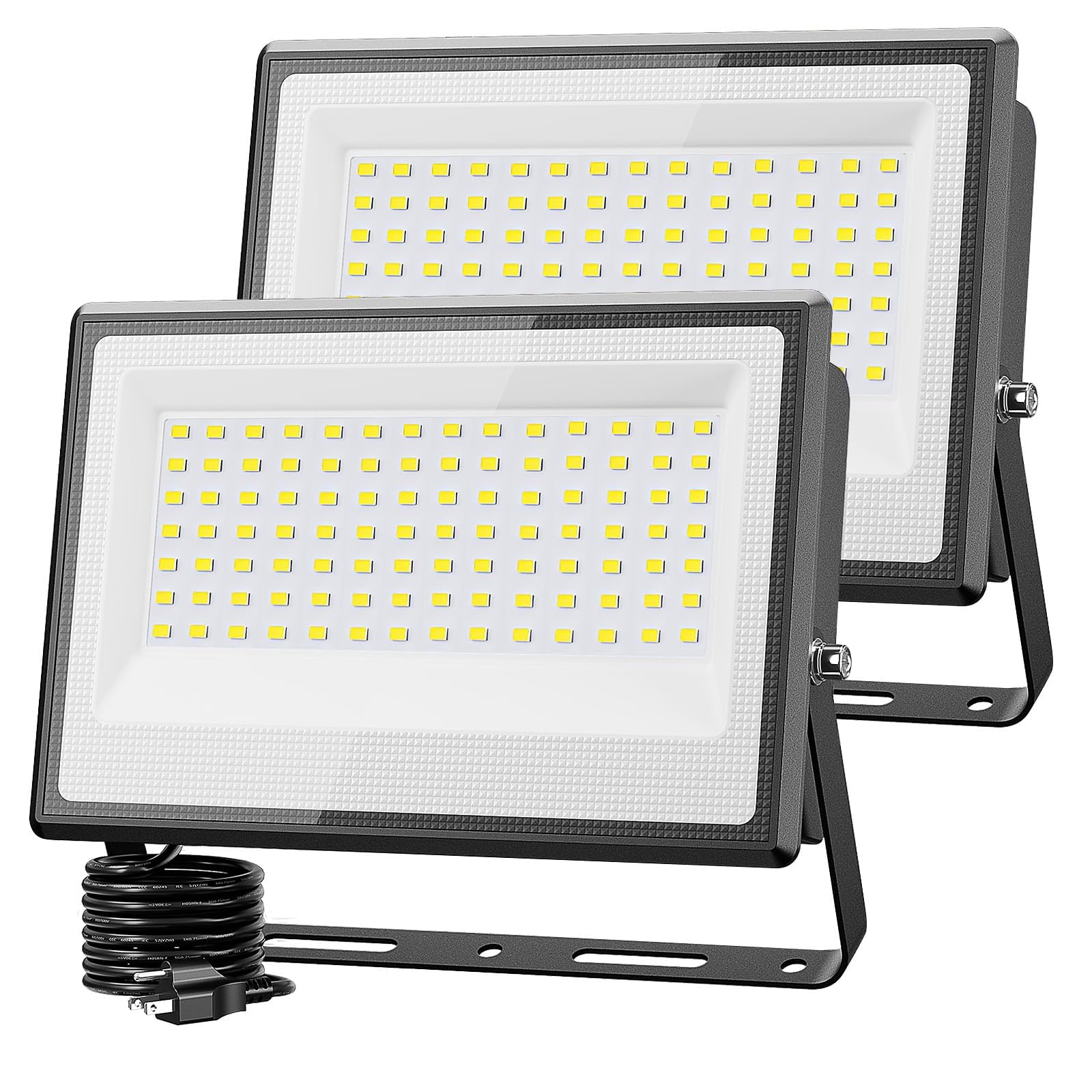 Photo 1 of [Exposed Wiring, repair first!] Olafus 2 Pack 150W LED Flood Light Outdoor, 15000LM Super Bright Work Lights Plug in, 6500K, IP66 Waterproof Exterior Floodlight for Stadium Yard Barn