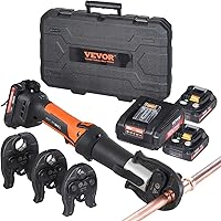 VEVOR 18V Mini ProPress Crimping Tool Kit: Cordless for 1/2"-1" Copper Pipes, 3 Jaws, 2 Batteries, OLED Display, 2-4s Fast Crimp
