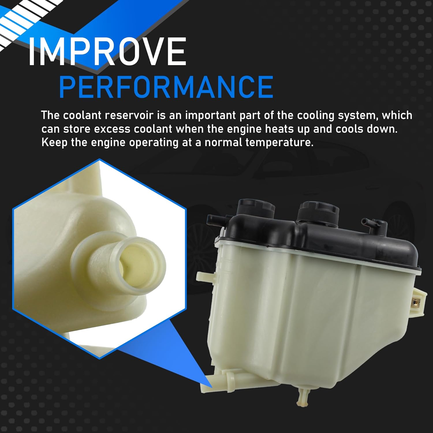 Engine Radiator Coolant Overflow Reservoir Tank With Cap Compatible With 2013-2019 Maserati Ghibli Levante Quattroporte V6 V8 3.0L 3.8L 4.7L Replaces 670031651