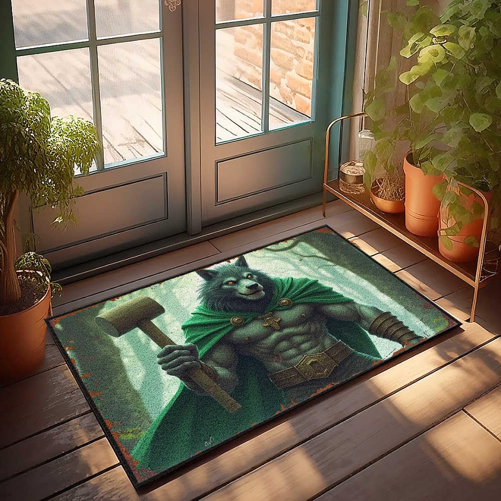 Maillet en bois loup paillasson maison rigolo tapis de sol cuisine