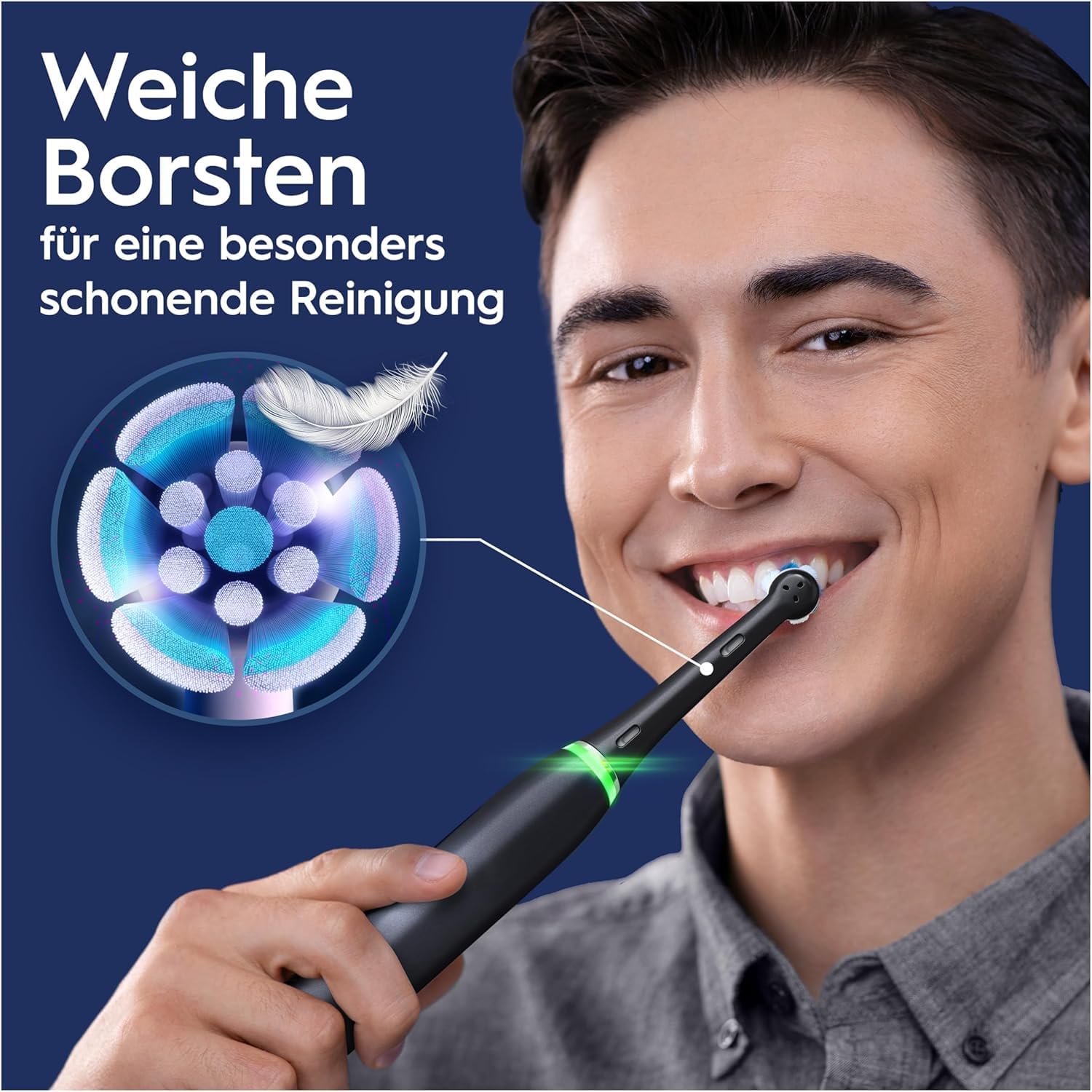 Oral-B iO Series 6 Elektrische Zahnbürste Schwarz PLUS Ausgewählte Original Oral-B iO Aufsteckbürsten Schwarz 7x