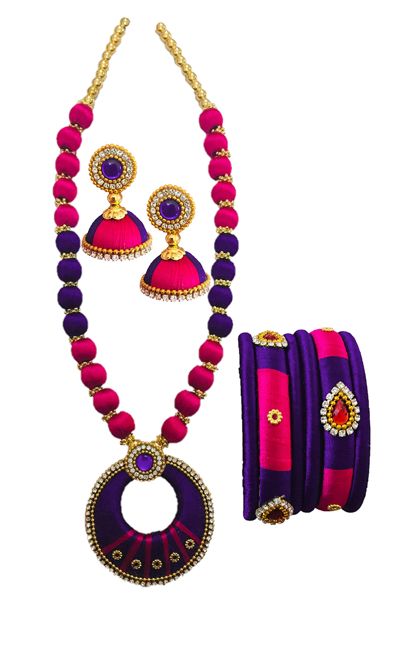 Ambal Double Colour Silk thread necklace set with bangle set (2.4, Indigo) (B09BK6ZCRG) Amazon Price History, Amazon Price Tracker