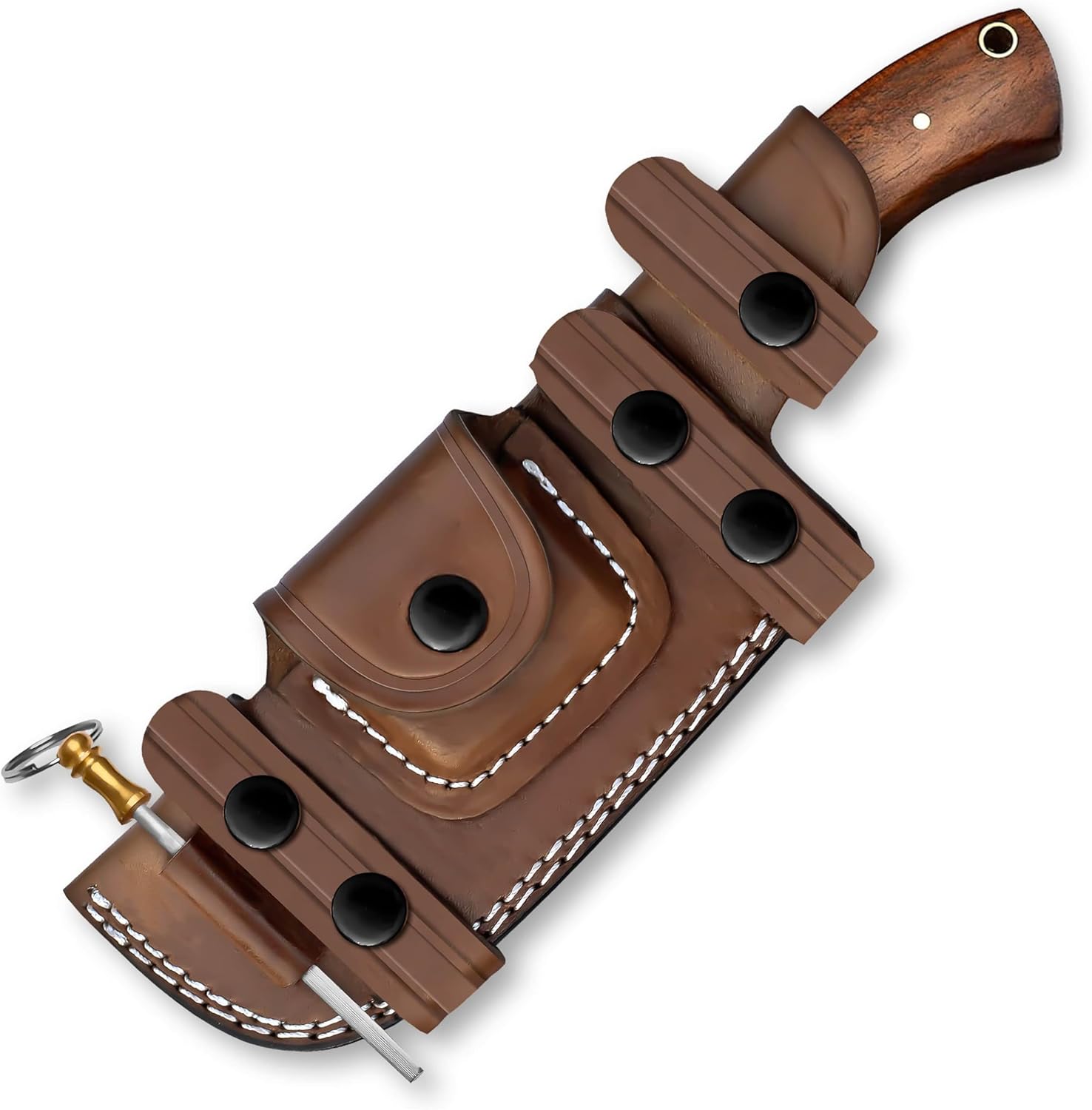 Beautiful Custom Handmade 10" D2 Steel Tracker with Rose Wood Handle - Fixed Blade Hunting & Survival Knife - Horizontal Carry Sheath - Bushcraft EDC Knife for Camping & Outdoors