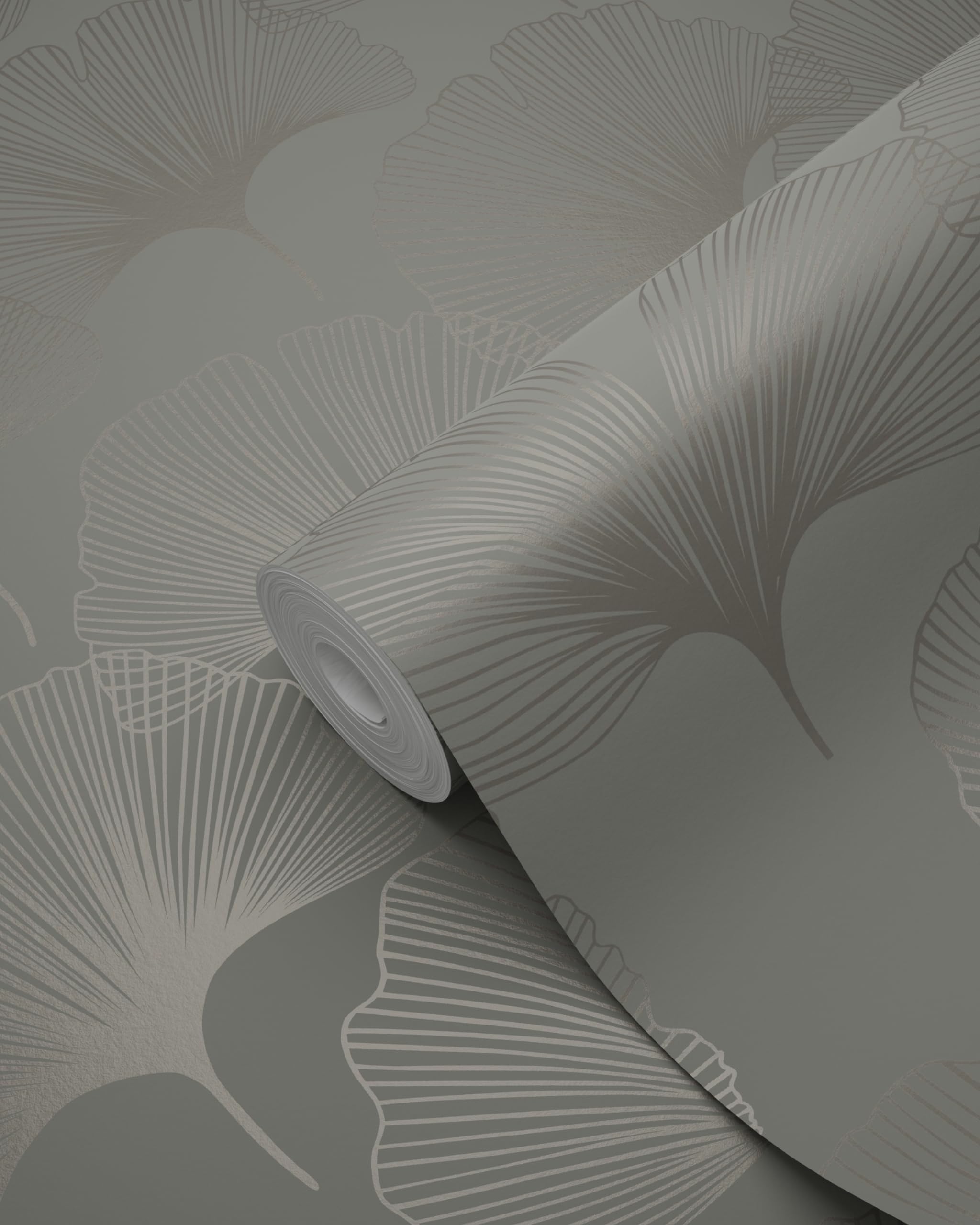 Origin Wallcoverings Tapeta liście miłorzębu ciepłej szarości 53 cm x 10.05 m