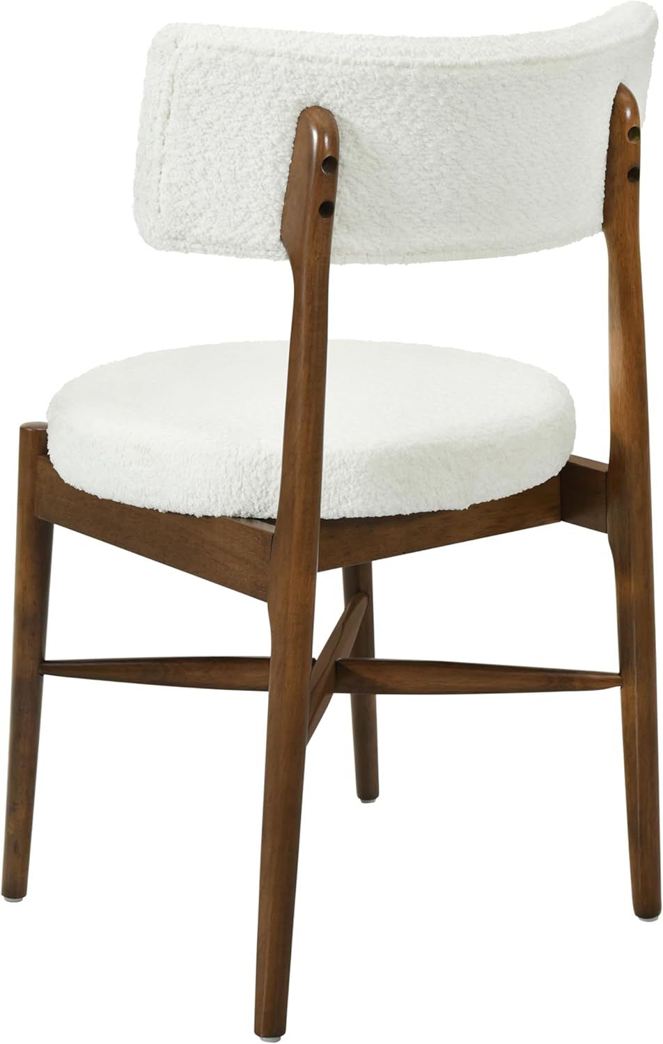 Christopher Knight Home Ebany Dining Chairs Set of 2, Boucle Kitchen Chair, Upholstered Curved Backrest Accent Chair, Rubberwood X Shaped Frame, Dining Room Chair for Cafeteria Home, Beige+Brown