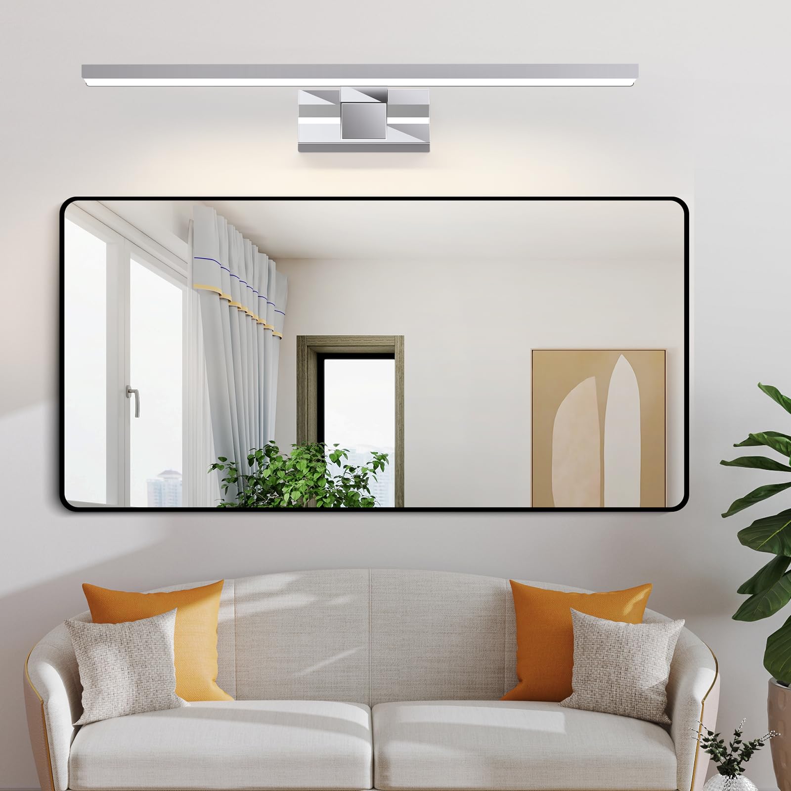 Homefire LED specchio luce bagno lampada specchio 12W bagno luce parete | 60CM impermeabile IP44 cromo moderno neutrobianco 4000K lampada da parete per seminterrato cucina