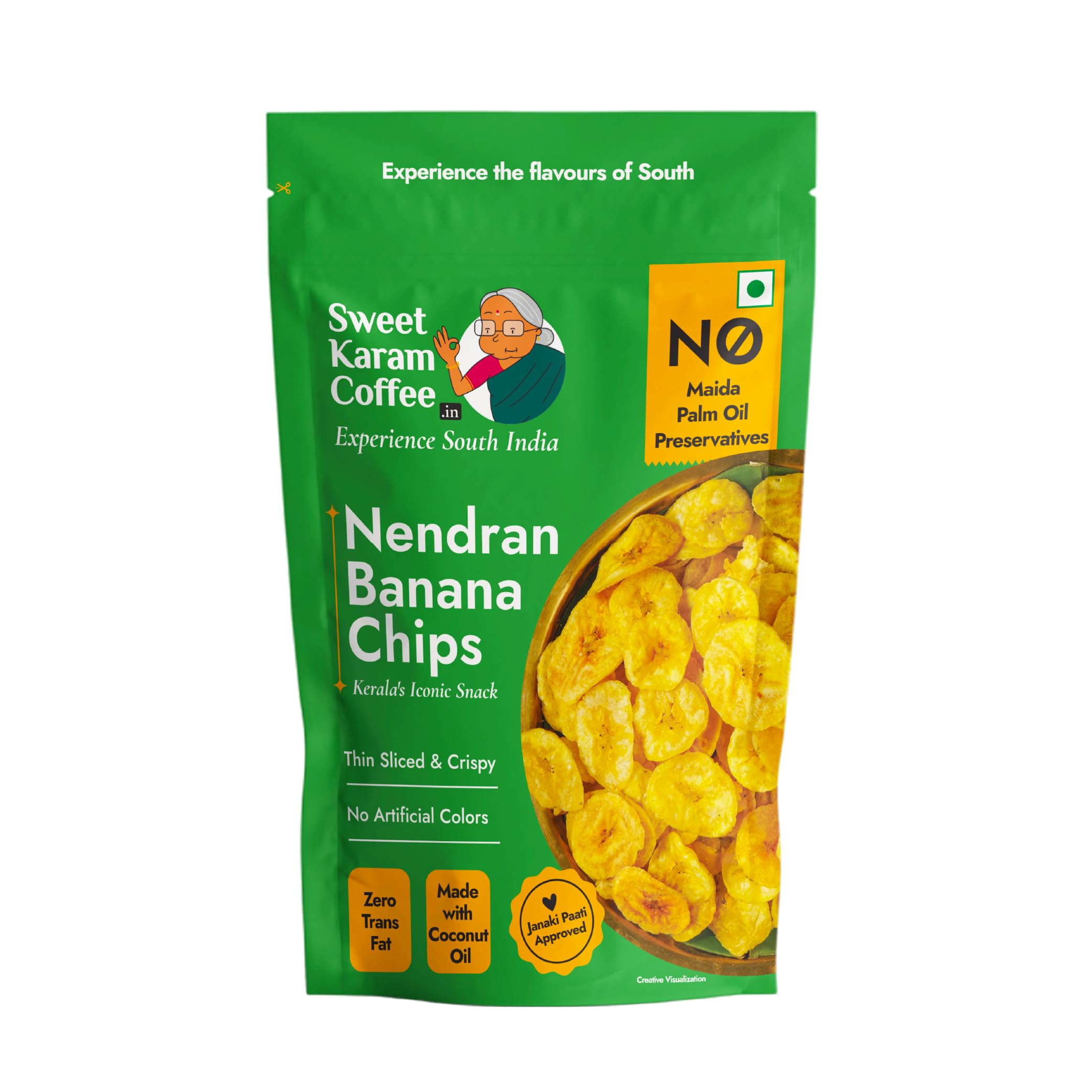 Sweet Karam Coffee Nendran Banana Chips – 500 grams | Made with 100% Coconut Oil | No Preservatives | Kerala Special Crispy, Thin Sliced Yellow Plantain Wafers | Healthy Tea Time Snack-image-17
