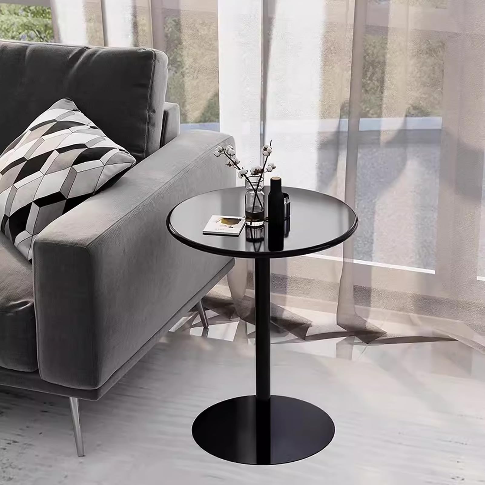 Piccolo tavolo rotondo da bar alto con robusta base in metallo, salvaspazio, tavolo da pranzo per cucina, arredamento moderno per la casa, ideale per piccoli spazi