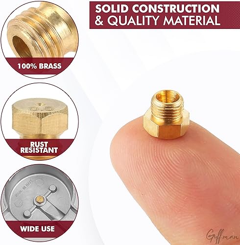 Miniatura 3 de Kit de 10 piezas de orificio de propano de boquilla de chorro de latón, piezas de repuesto para parrilla, kit de accesorios de plancha de boquilla